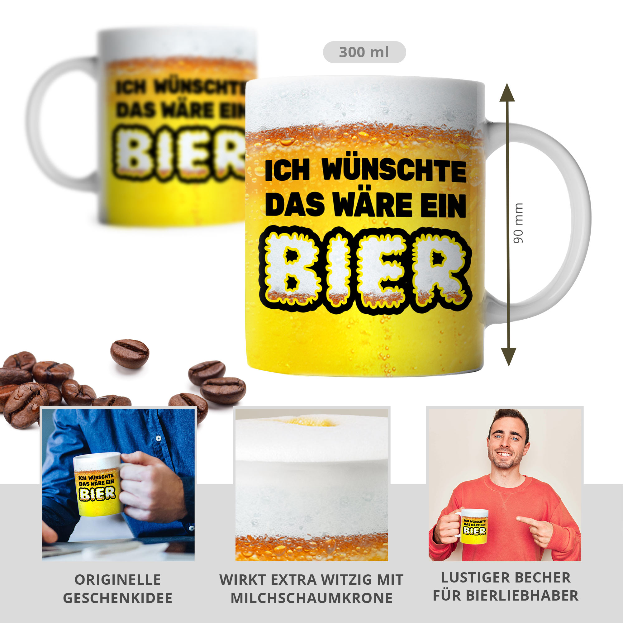 Tasse mit Spruch - Bier Kaffeebecher