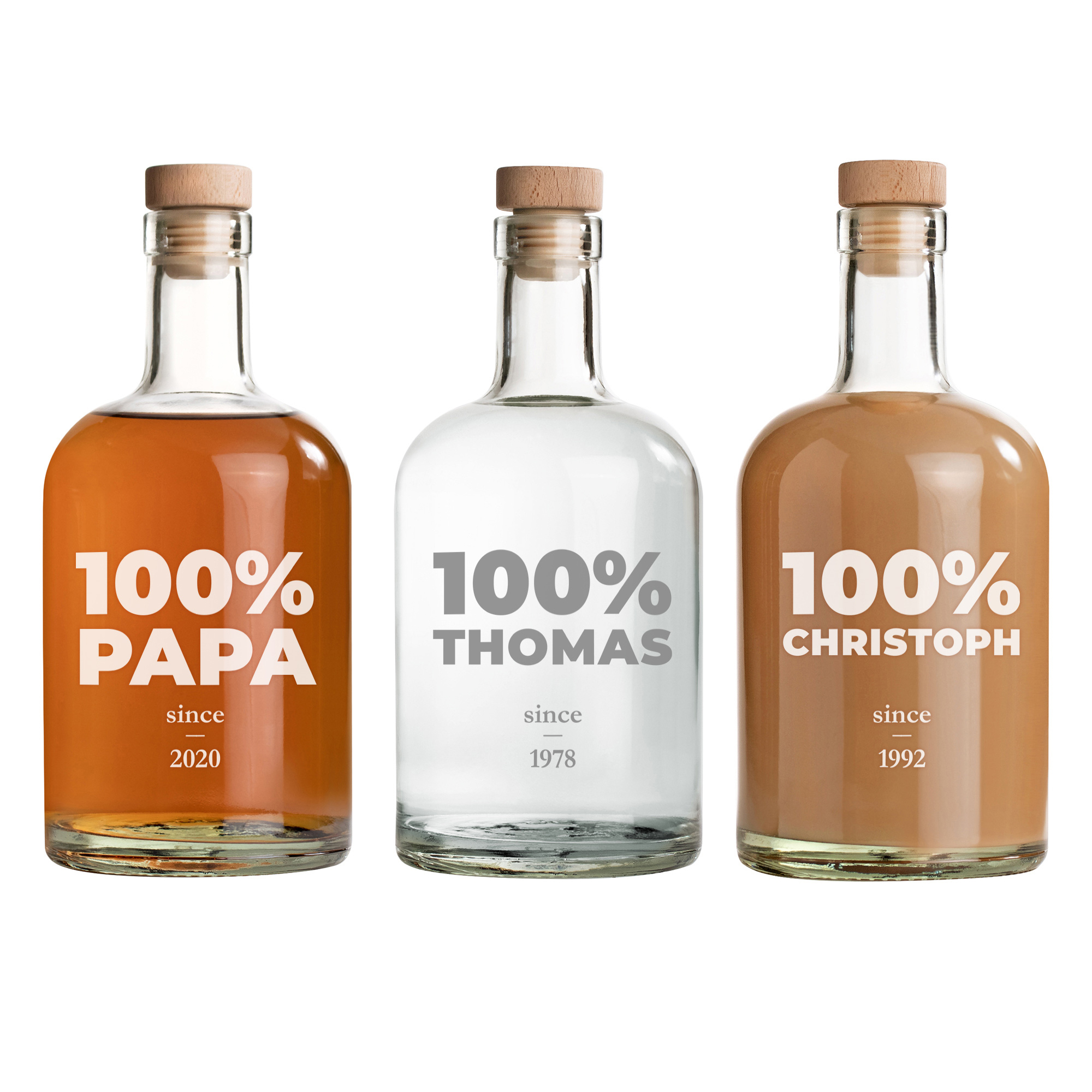 Glasflasche mit Gravur - 100% Name
