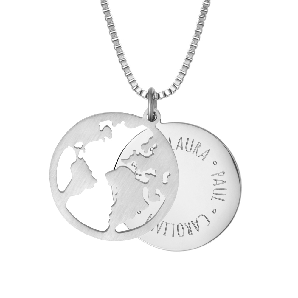 Kette mit Anhänger Welt - Namen - Silber