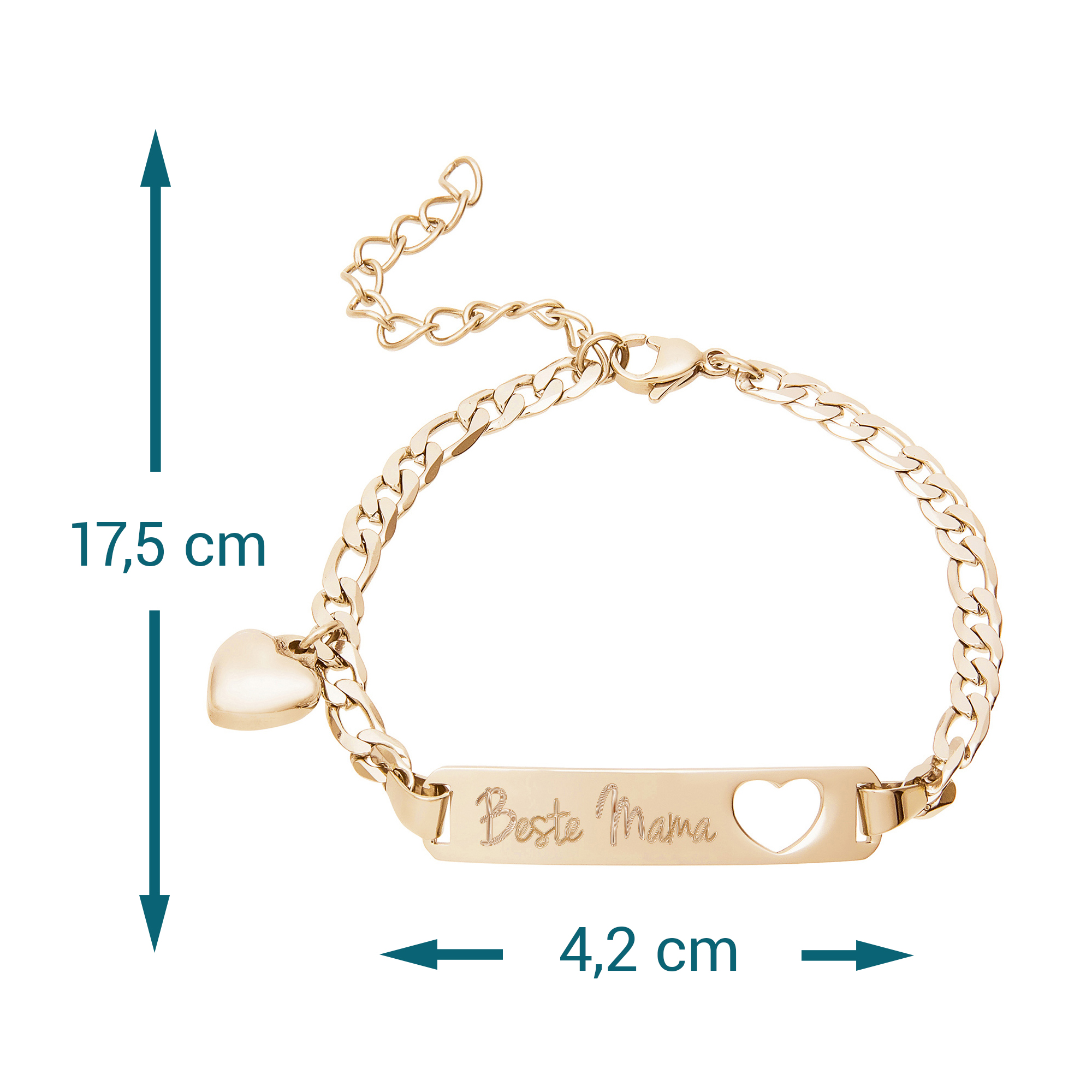Graviertes Gold Armband mit Herzstanze - Beste Mama