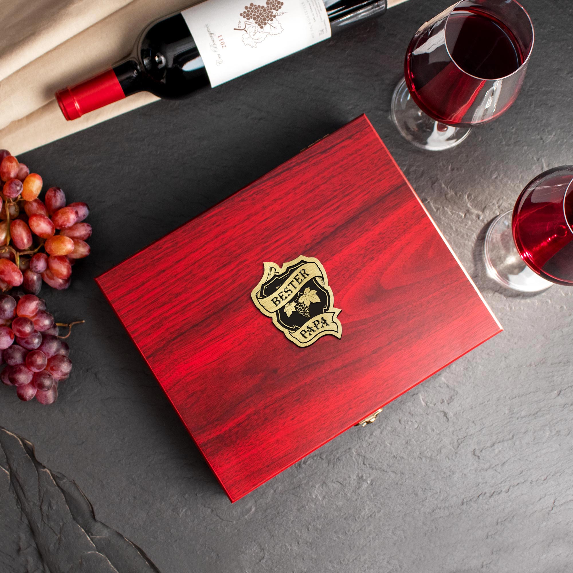 Weinsommelier Geschenkset mit Gravur - Bester Papa 2