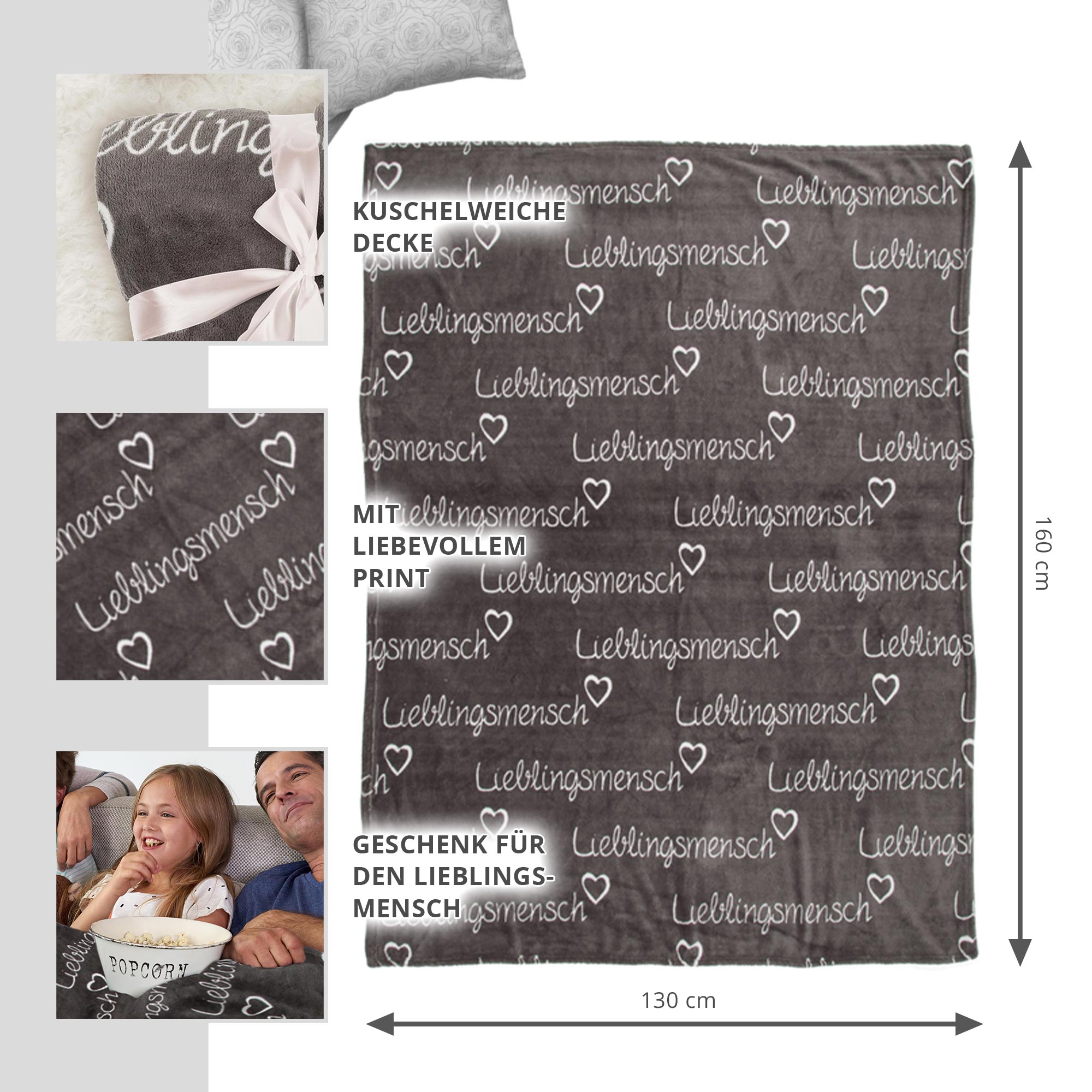 Tagesdecke Lieblingsmensch - Flauschige Kuscheldecke