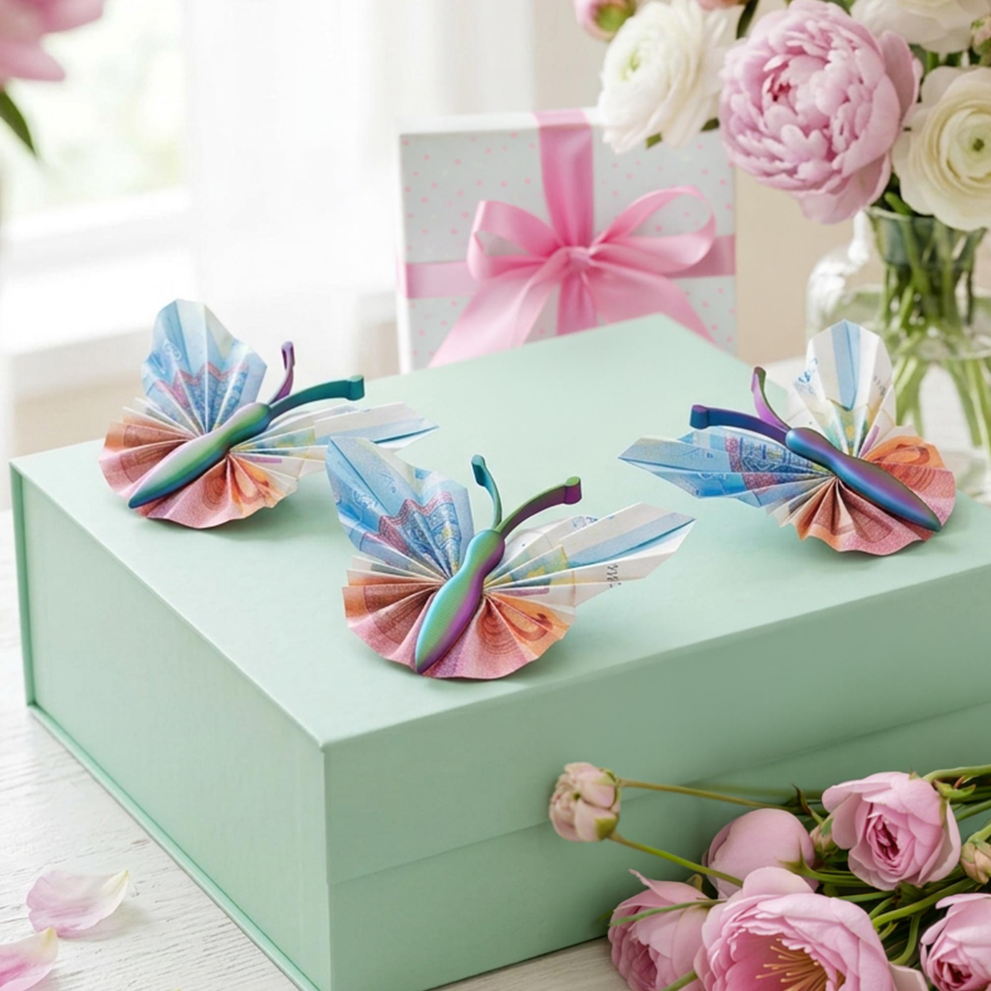 Geldgeschenk Schmetterling - 3er Set Geschenkverpackung für Geld mit Farbverlauf
