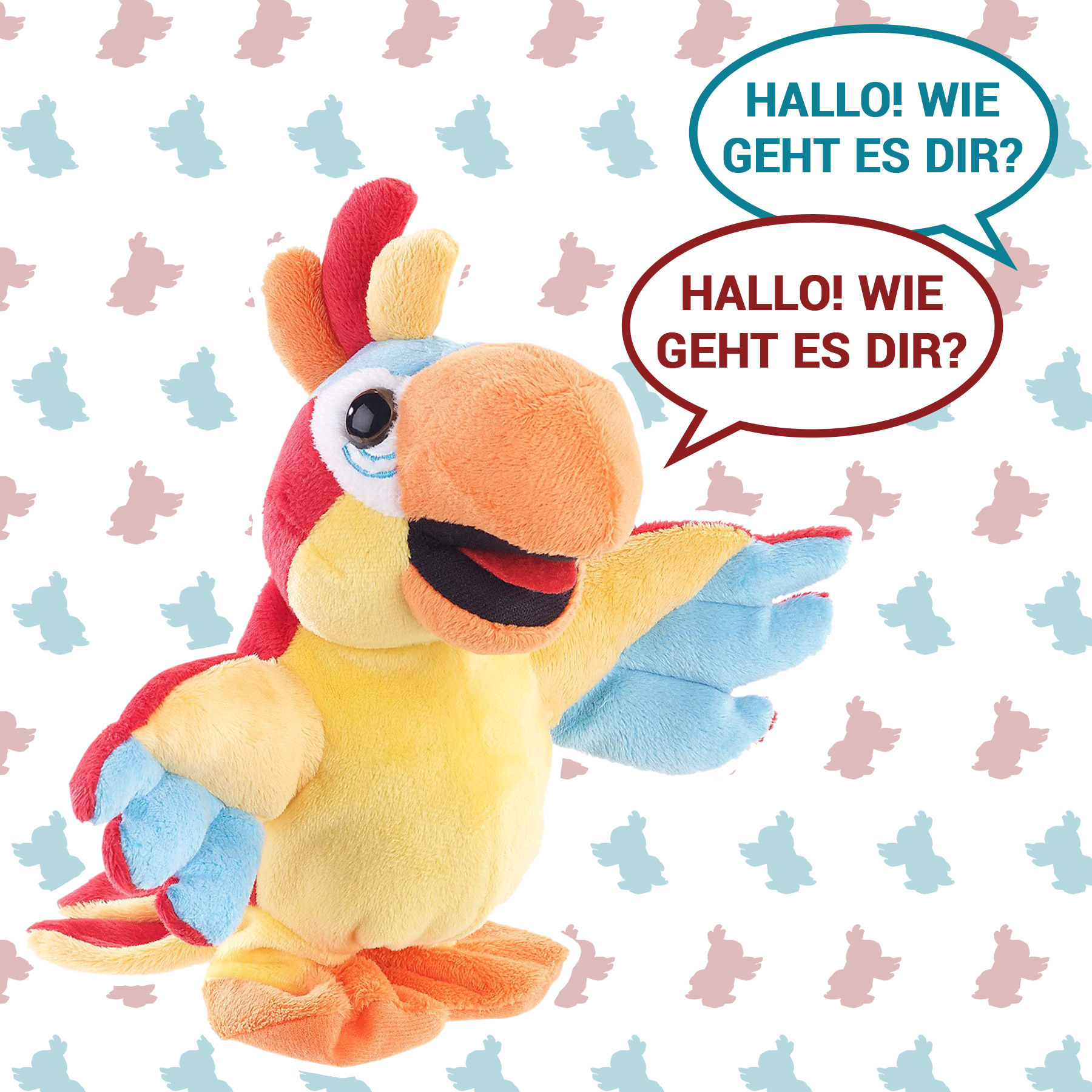Laufender Plüsch-Papagei mit Sound