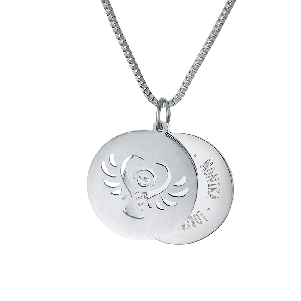 Kette mit Schutzengel Anhänger- Family - Silber