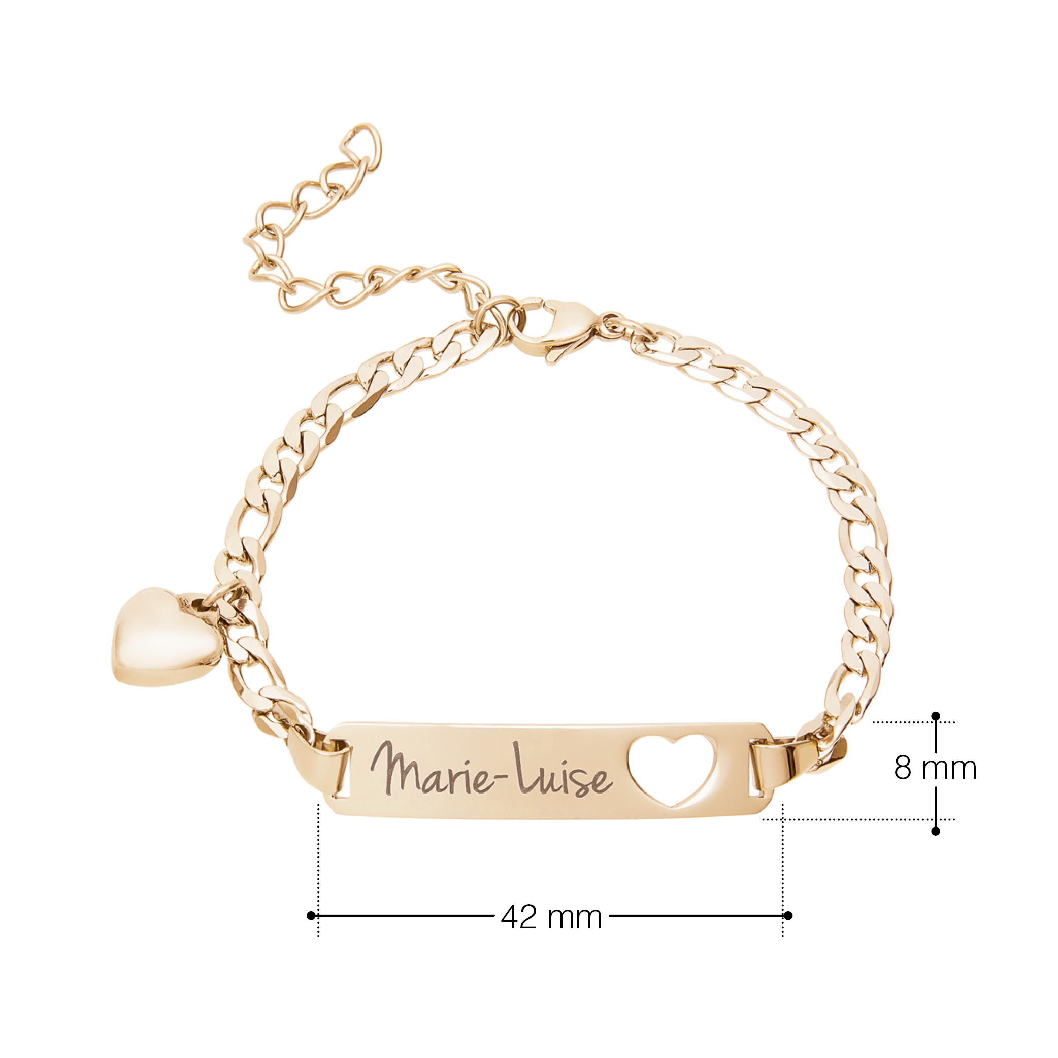 Armband mit Gravur - Name - Herz - Gold