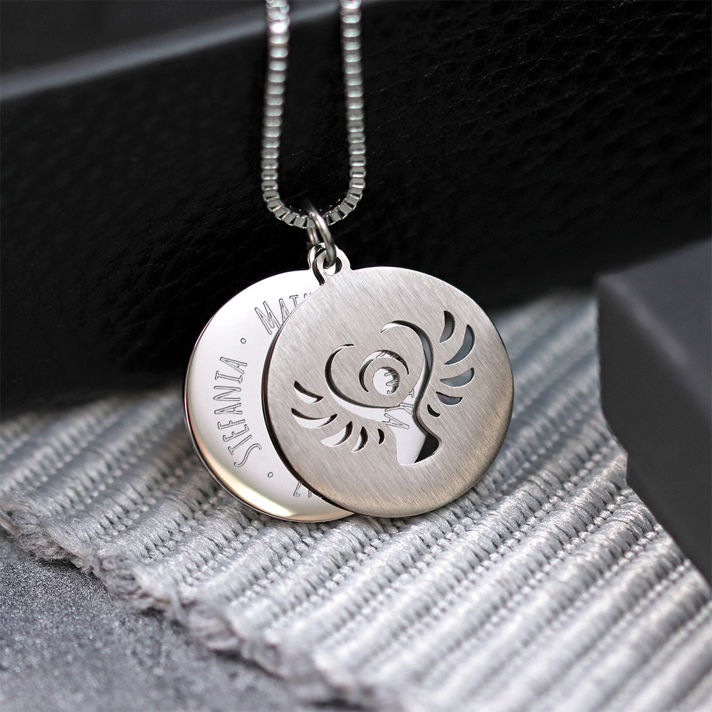 Kette mit Schutzengel Anhänger- Family - Silber