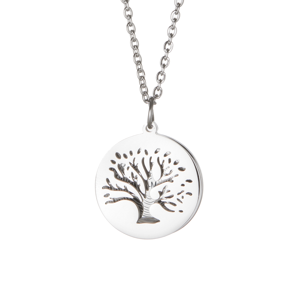 Kette mit Lebensbaum-Anhänger - Jahresringe - Silber