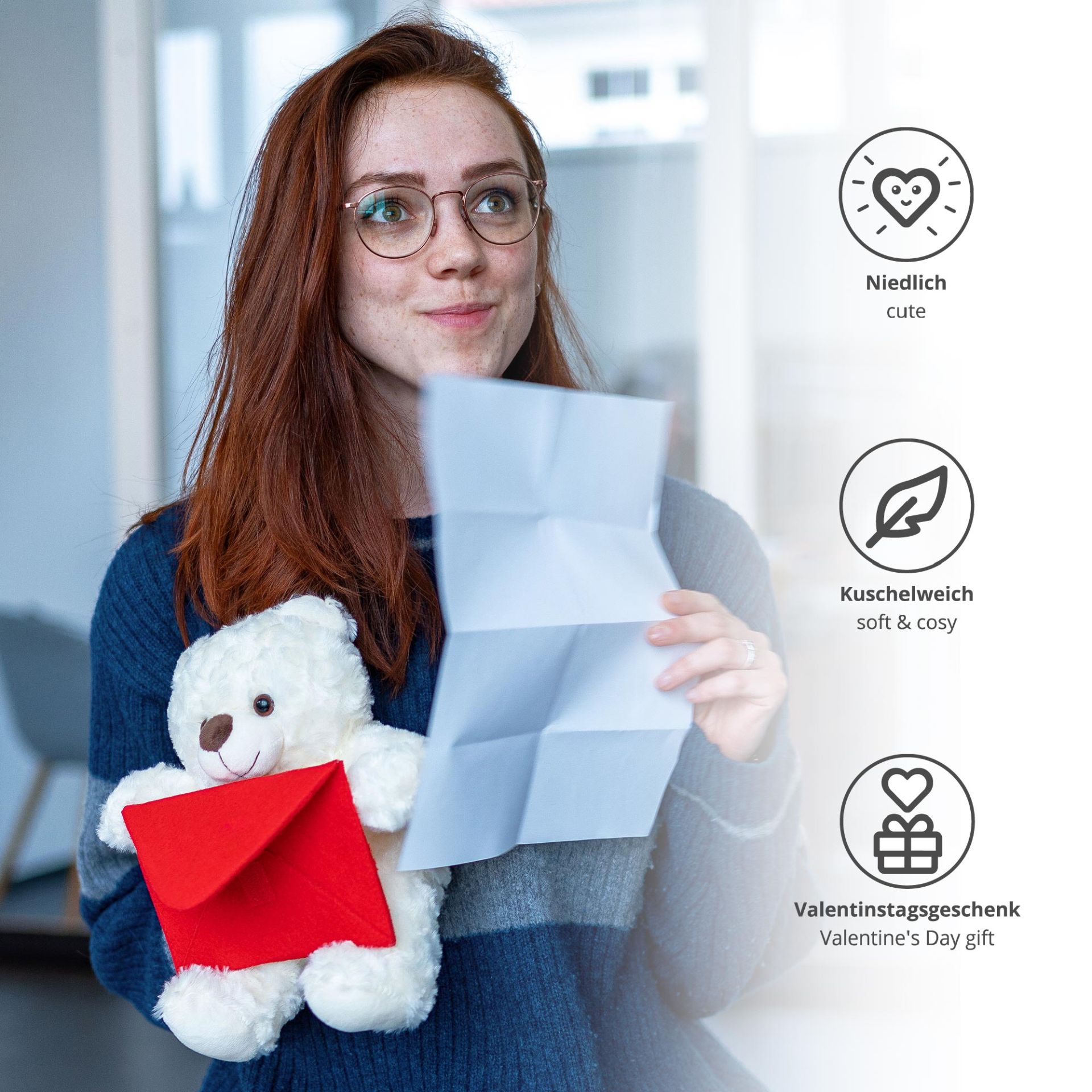 Teddybär Bote - roter Briefumschlag