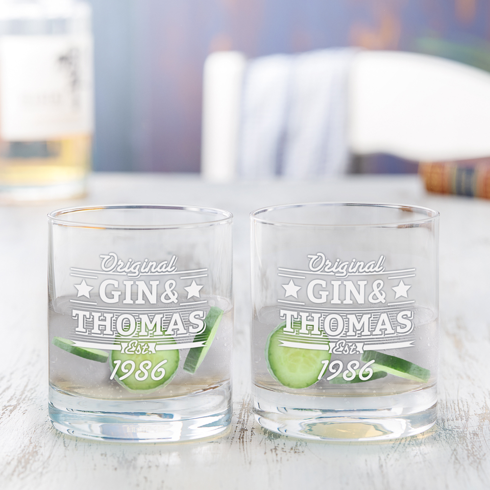 2er Set Ginglas Tumbler - Gin & Geburtstag - Personalisiert