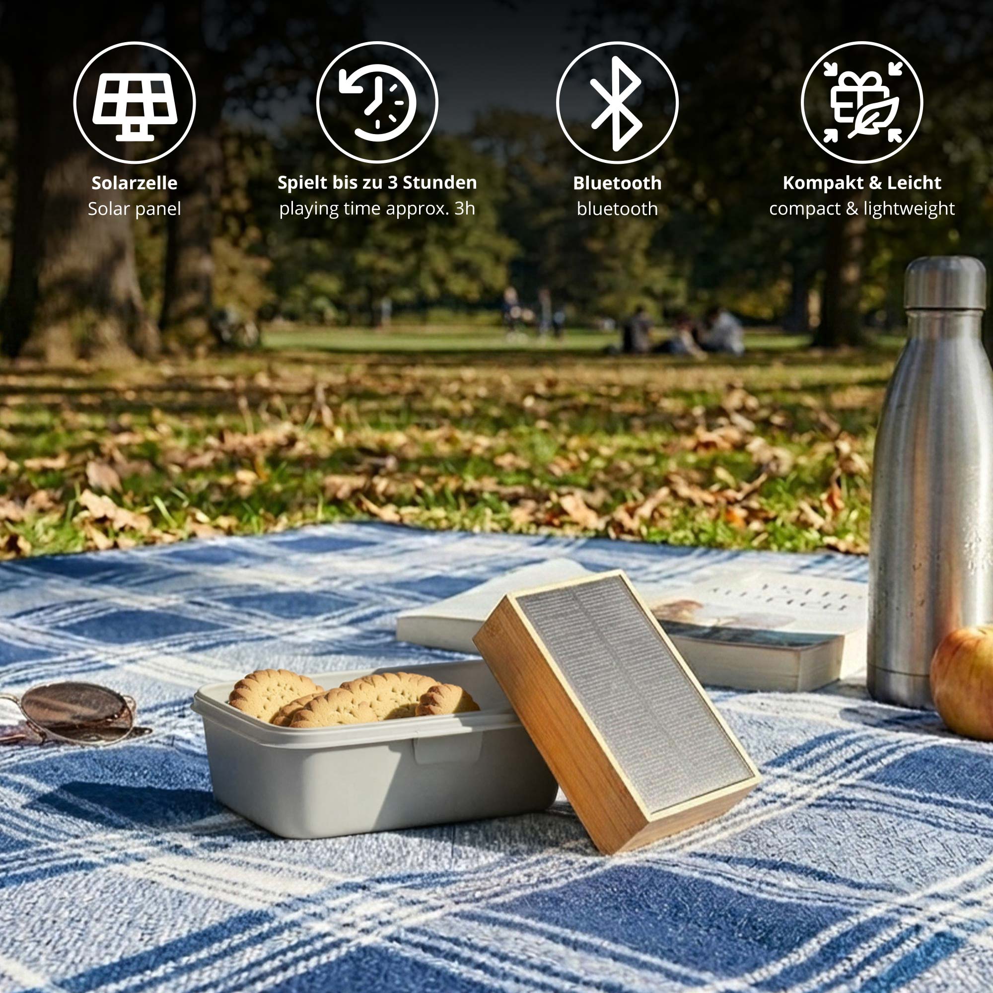 Bluetooth Lautsprecher - Solar Musikbox aus Bambus