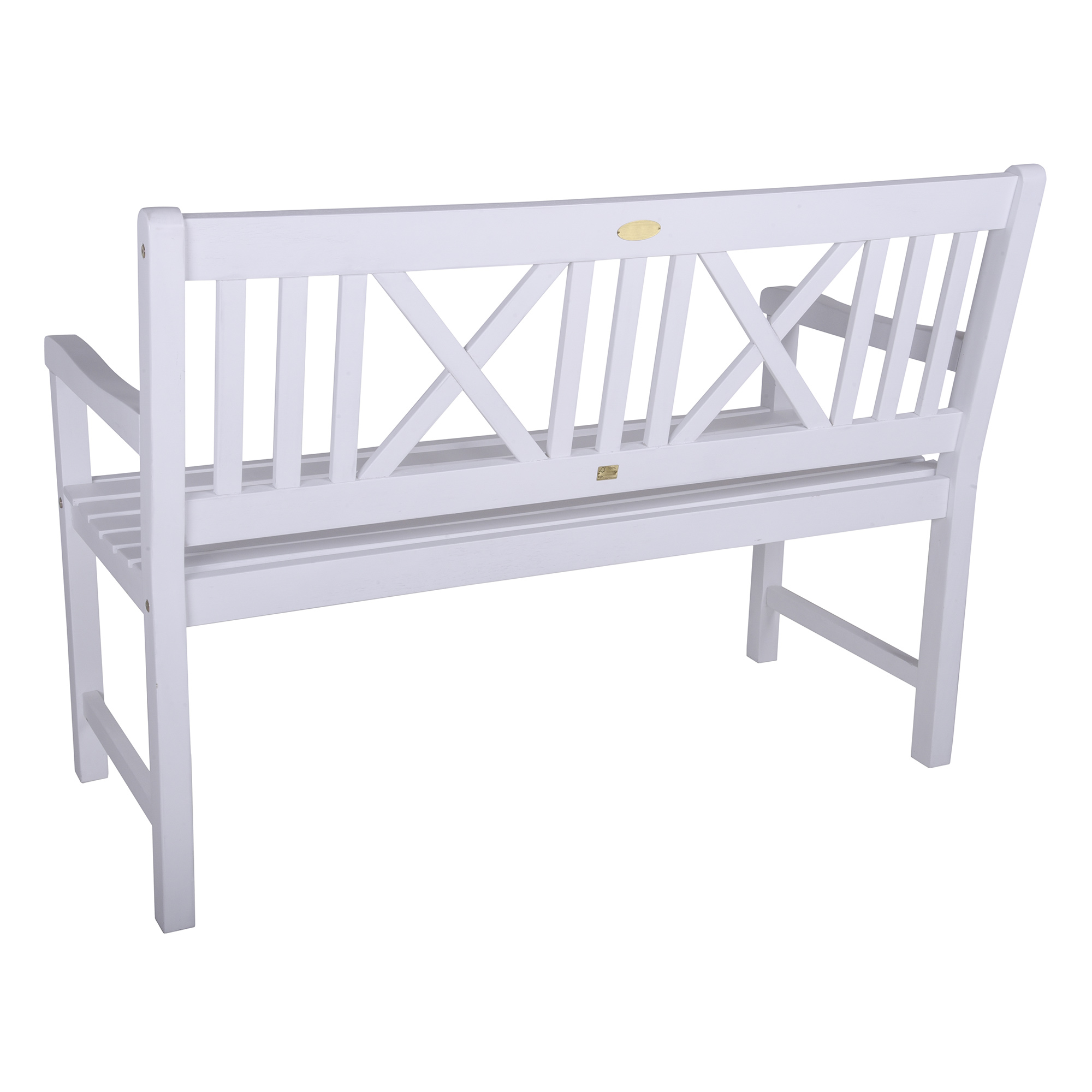 Gartenbank zur Hochzeit 2 Sitzer mit gravierter Plakette - Weiß