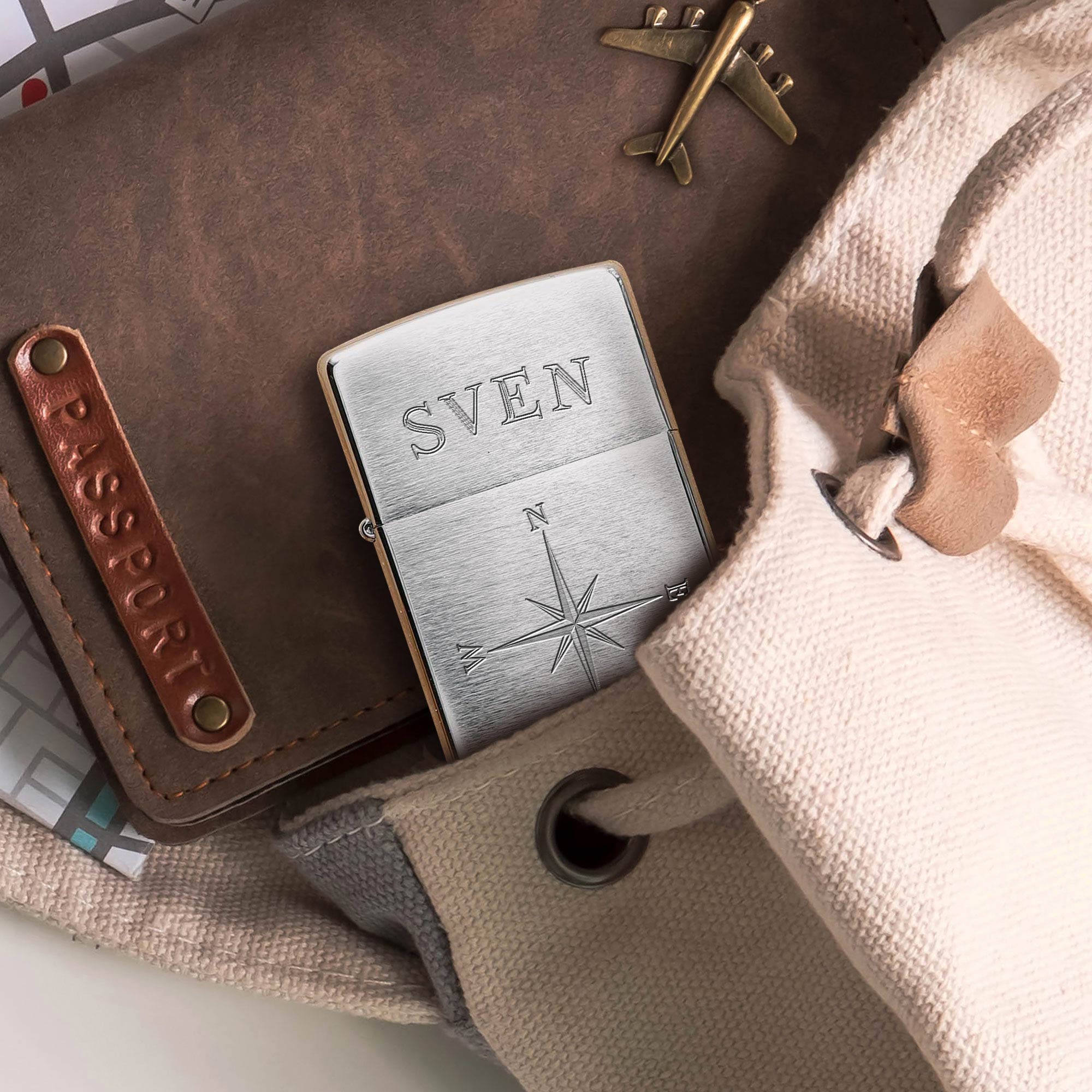 Zippo Sturmfeuerzeug mit Kompass Gravur - Name