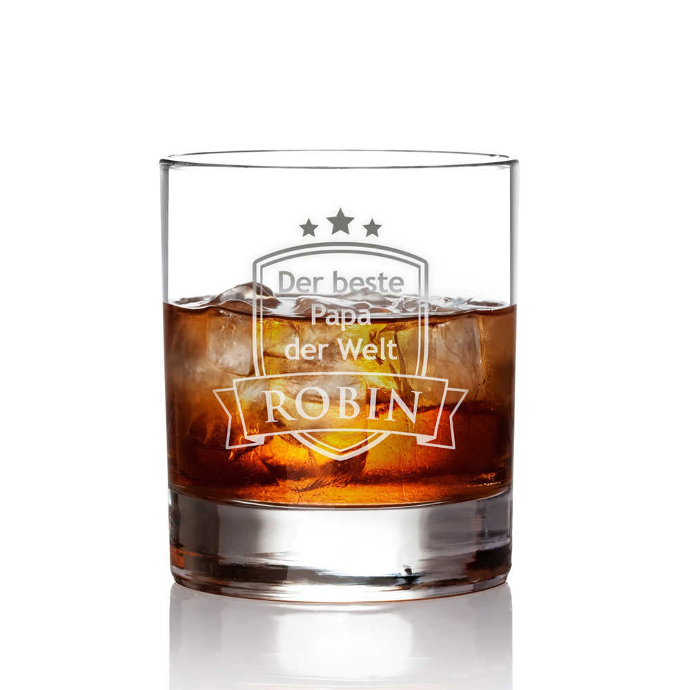 Whiskyglas mit Gravur für Papa - Wappen - personalisiert