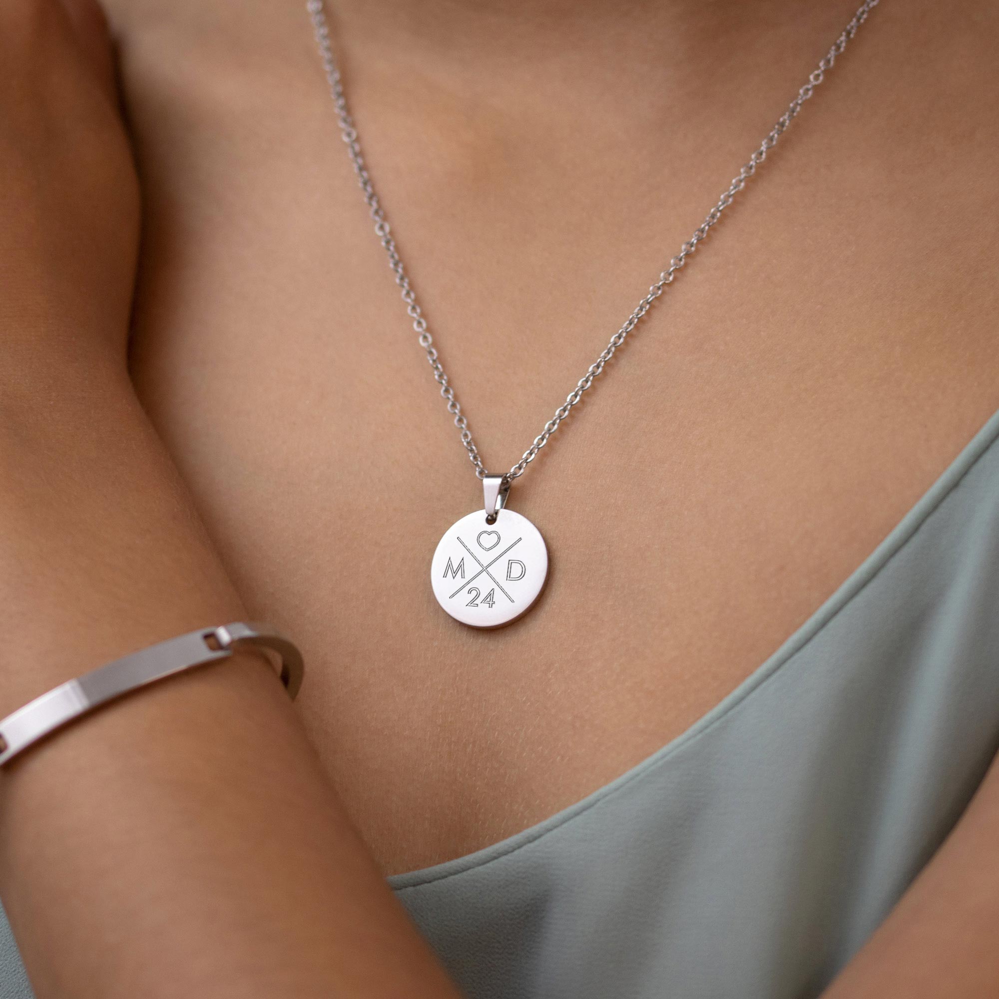 Kette mit Liebesinitialen Anhänger - Silber