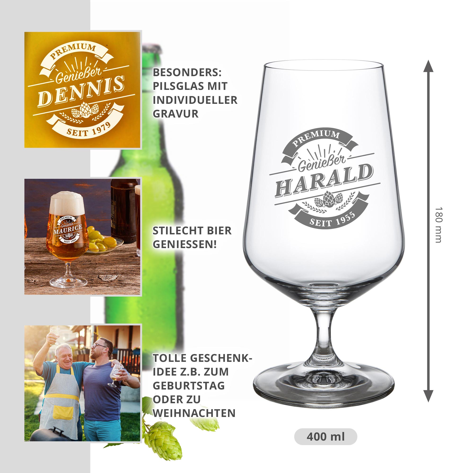 Bierglas mit Gravur - Premium Genießer