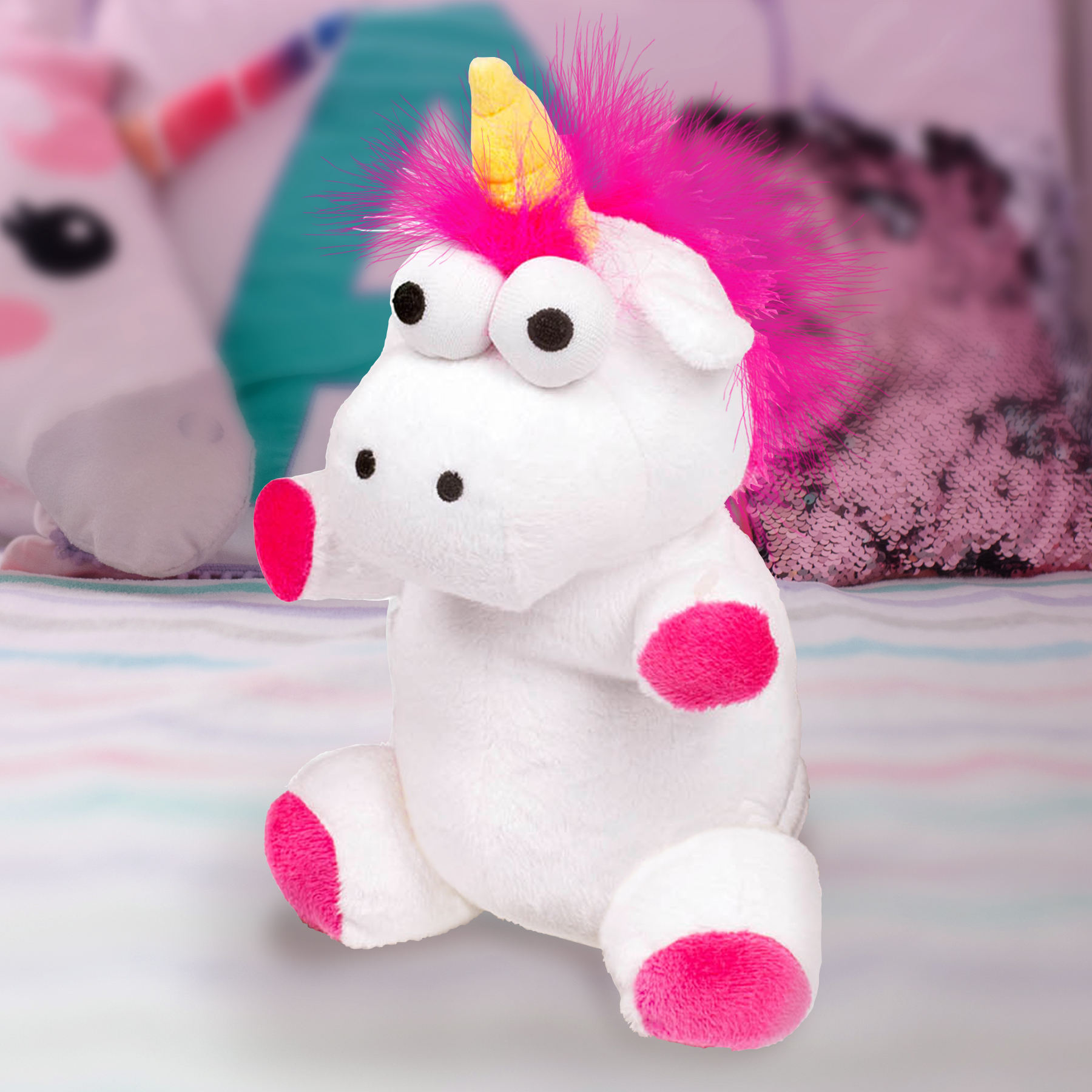 Einhorn Stofftier mit Sprachfunktion, Sprechendes Plüsch-Einhorn zum Kuscheln, Unicorn Plüschtier das alles nachspricht, Einhorngeschenk für Kinder