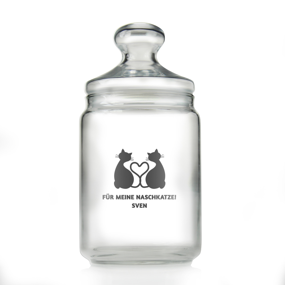 Bonbonglas mit Gravur - Naschkatze - personalisiert