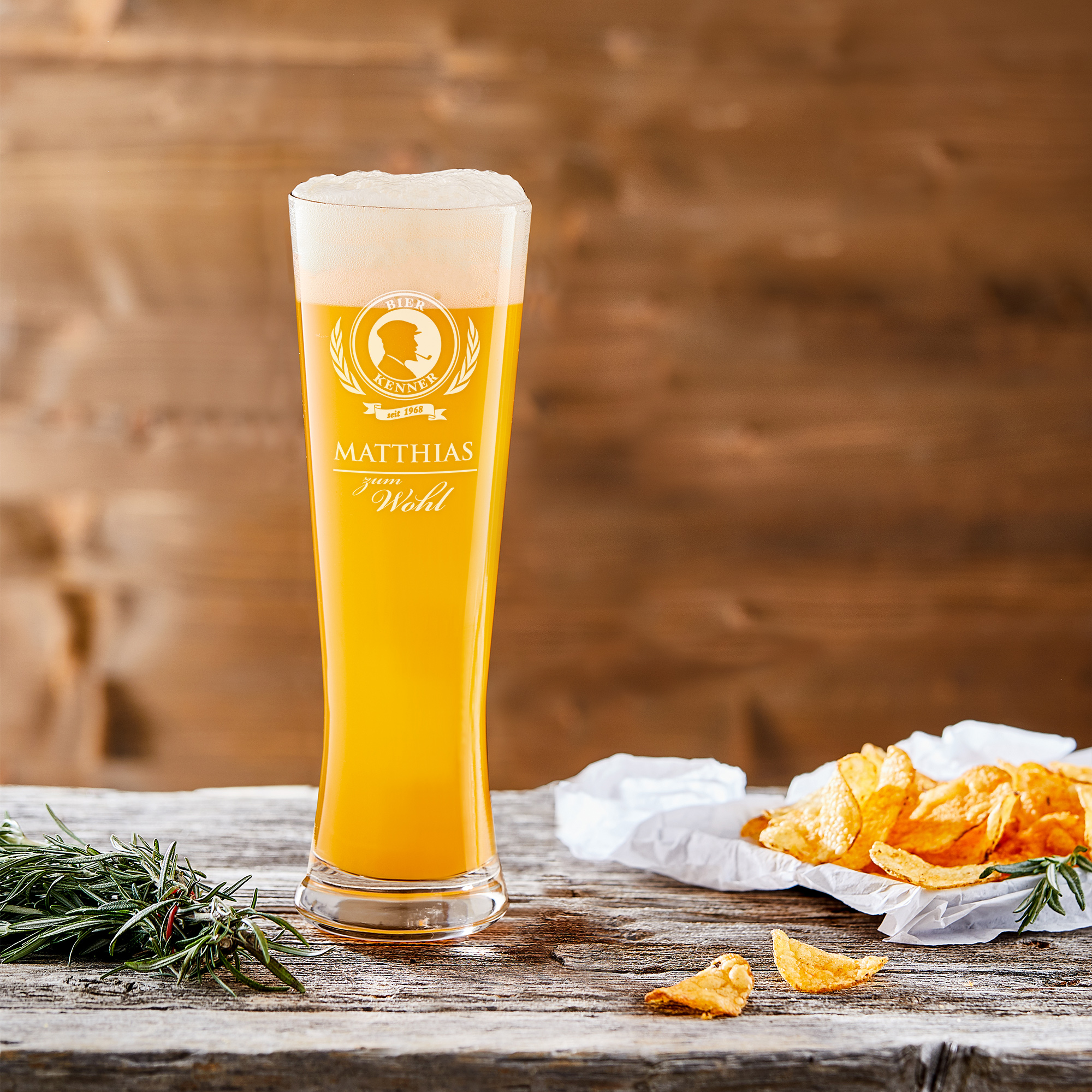 Weizenglas mit Gravur - Bierkenner - personalisiertes Weizenbierglas