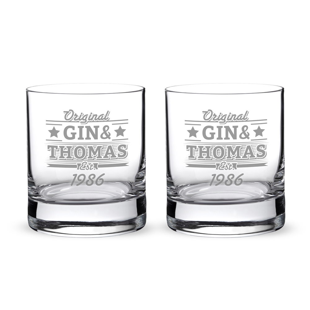 2er Set Ginglas Tumbler - Gin & Geburtstag - Personalisiert