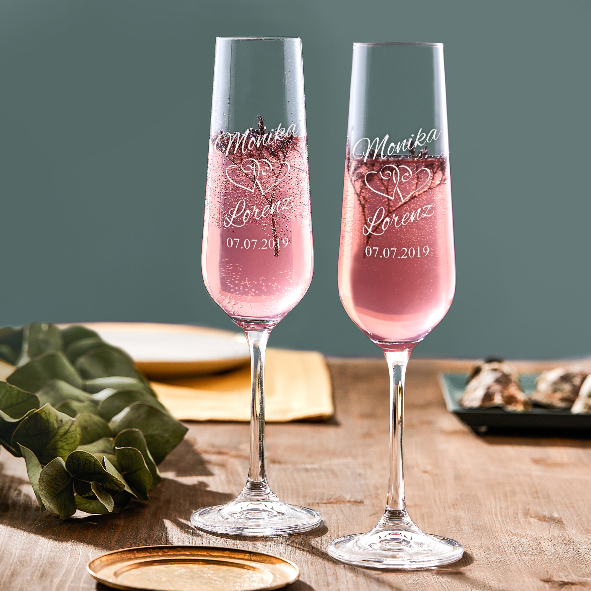 2er Set Sektgläser zur Hochzeit mit Gravur - personalisiert, Braut, Bräutigam, Geschenke für Männer , 2er Set
