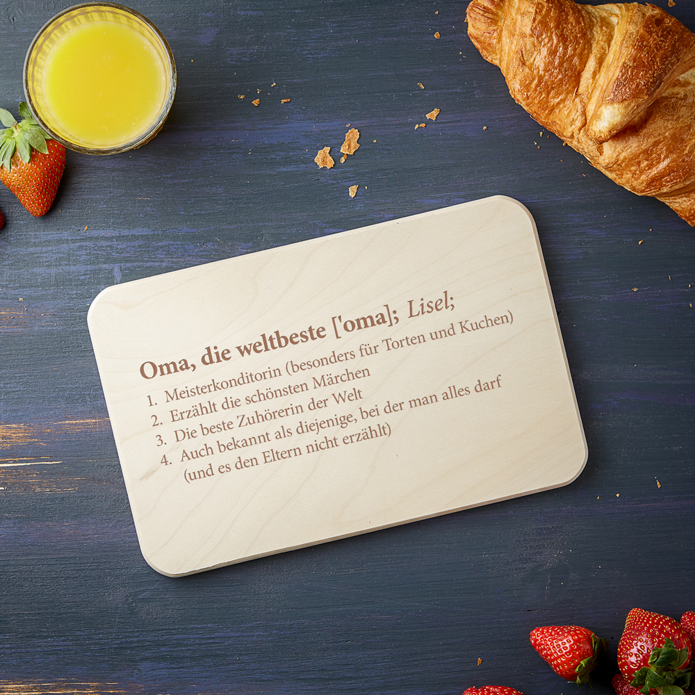 Frühstücksbrett mit Gravur - Definition Oma - personalisiert