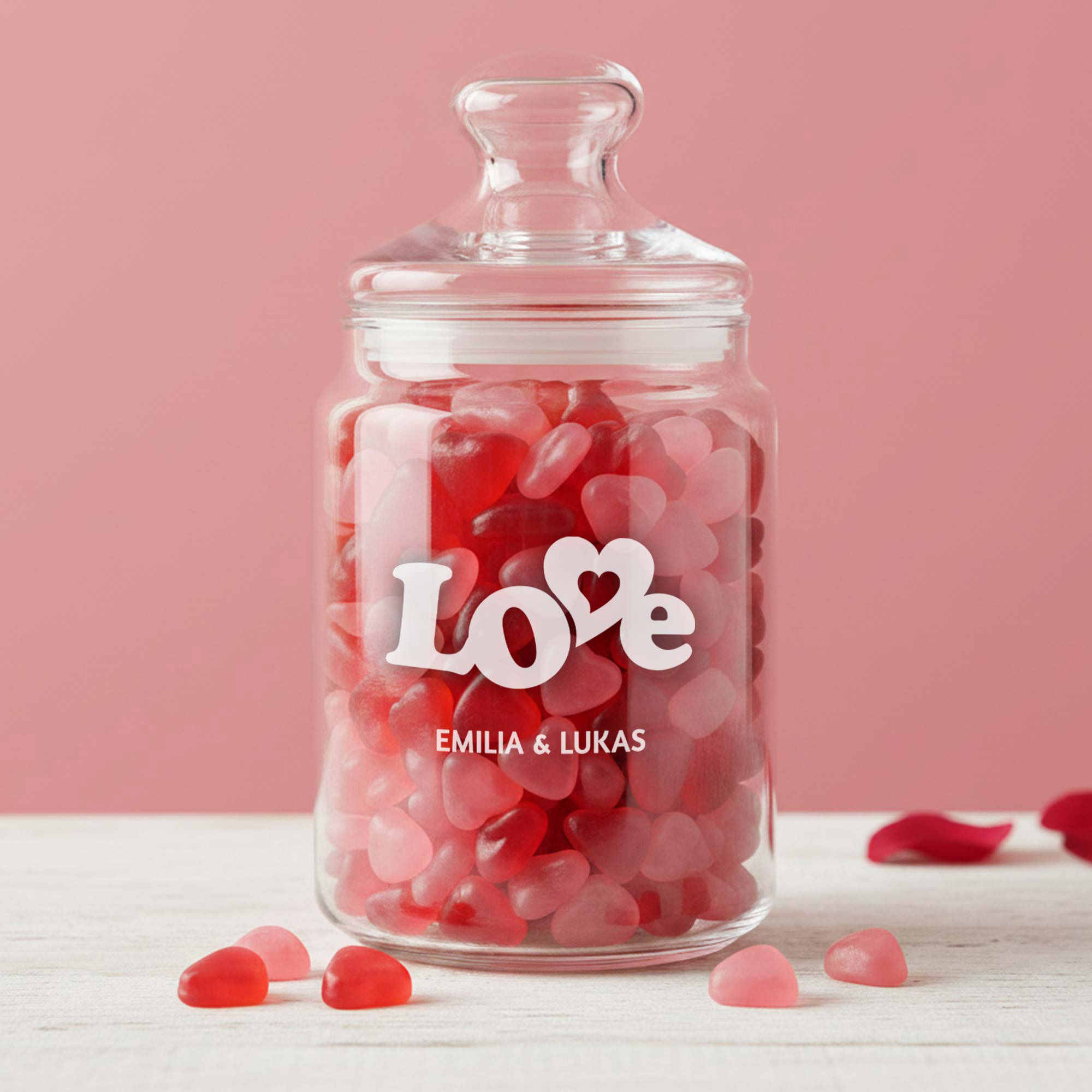 Bonbonglas mit Gravur - Love - Personalisiert