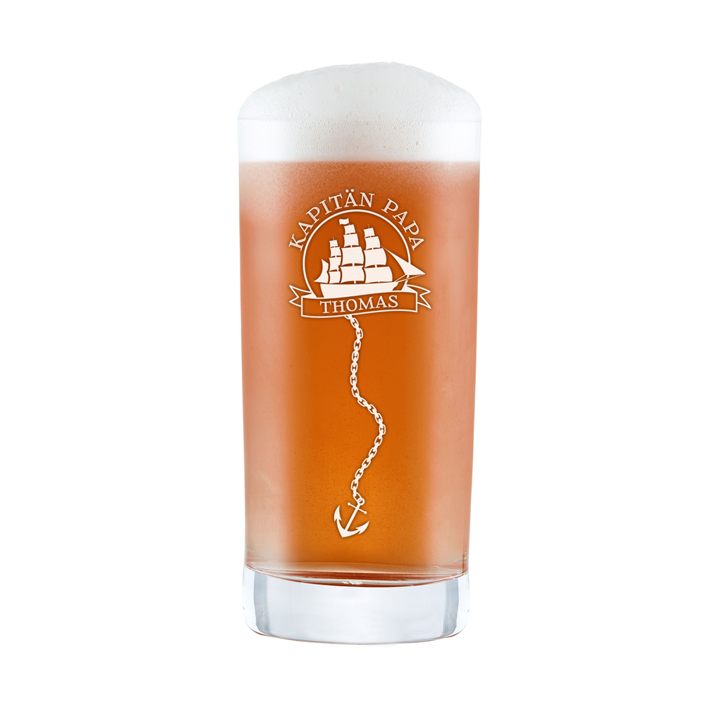 Longdrinkglas mit Gravur - Kapitän Papa - personalisiert