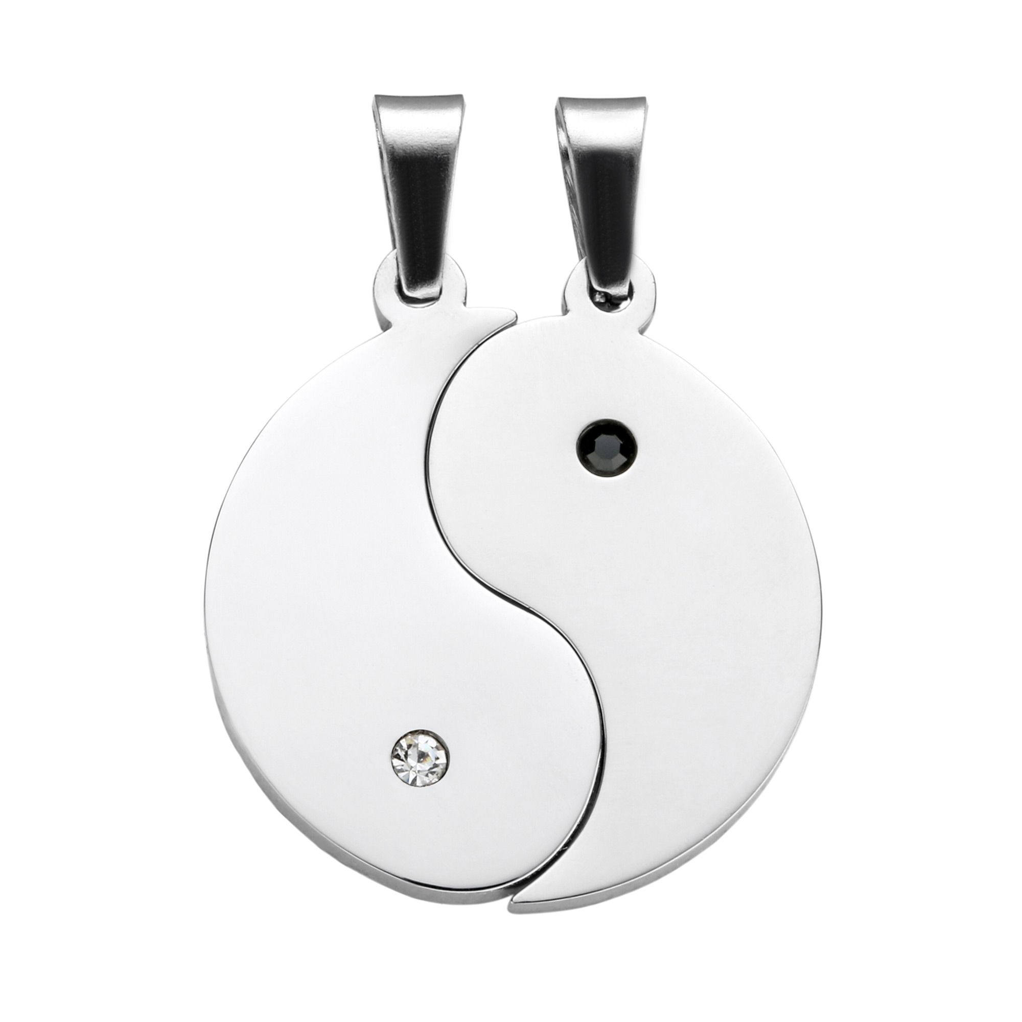 Partner Halskette mit Namensgravur - Yin und Yang