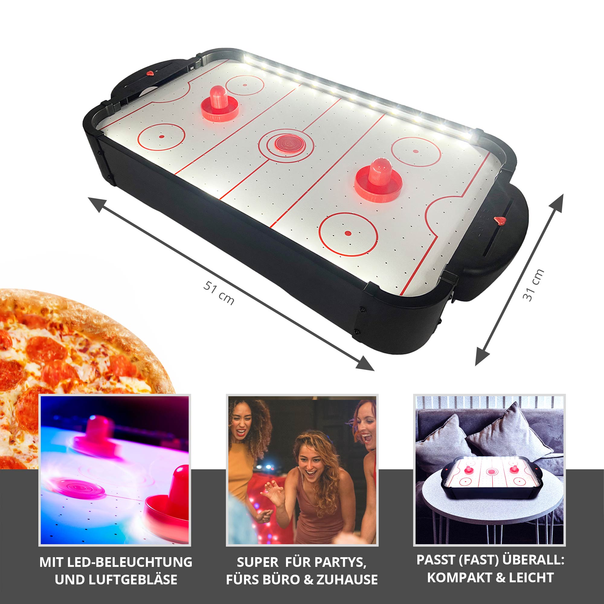 Air Hockey Tisch mit LED Beleuchtung