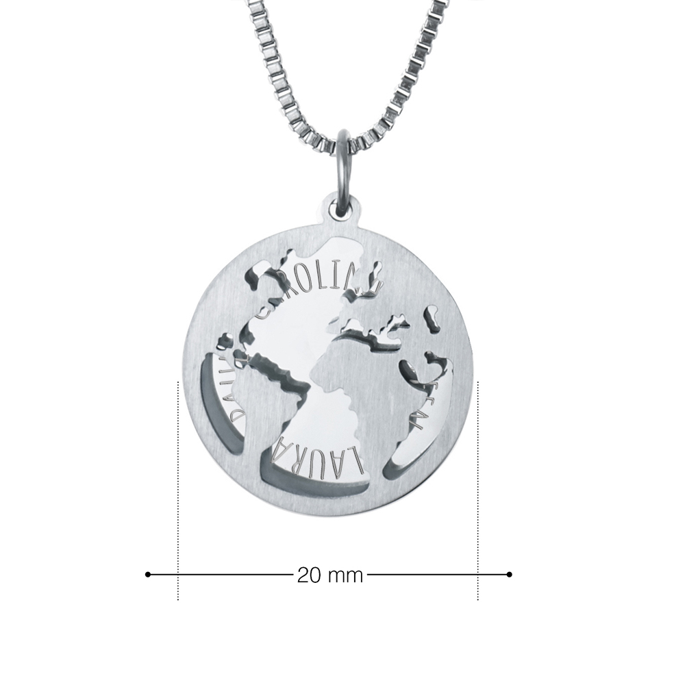 Kette mit Anhänger Welt - Namen - Silber