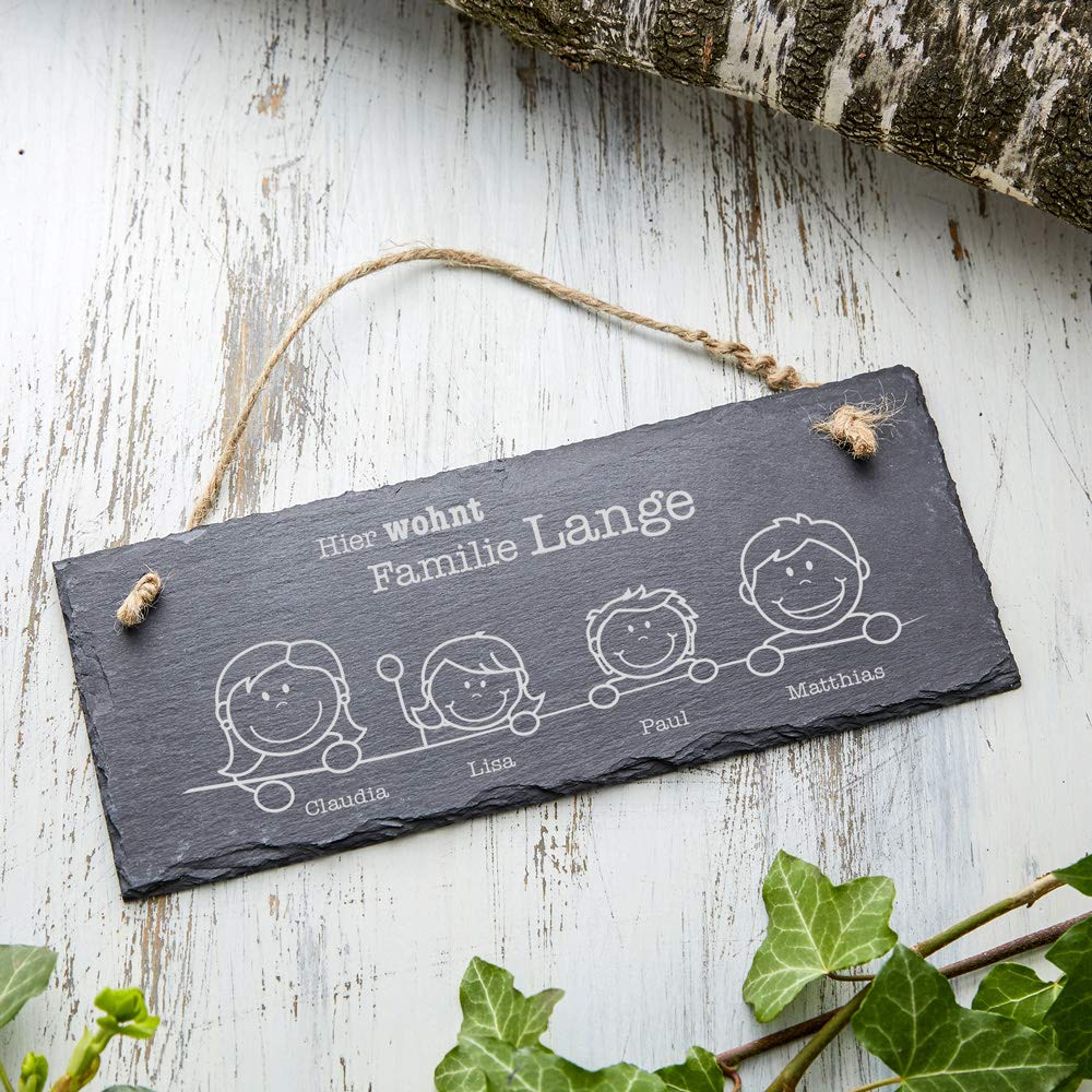 Schiefertafel mit Gravur - Hier wohnt - personalisiert 5