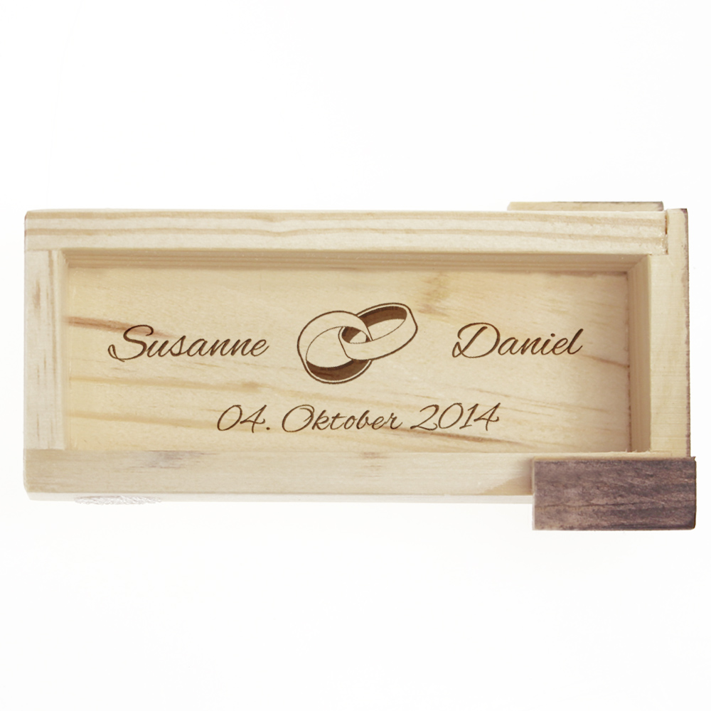 Magische Geschenkbox mit Gravur zur Hochzeit - Dunkles Holz