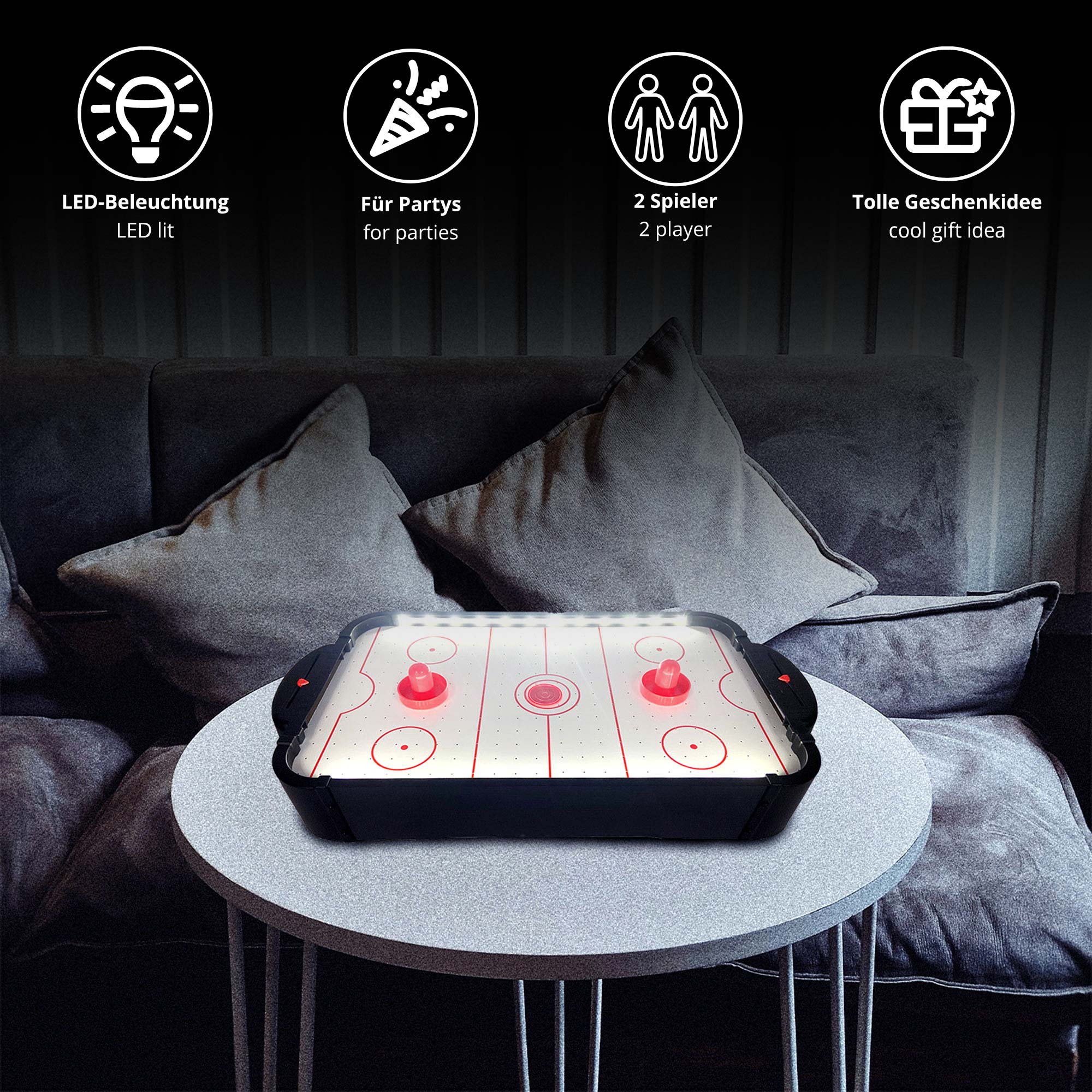 Air Hockey Tisch mit LED Beleuchtung