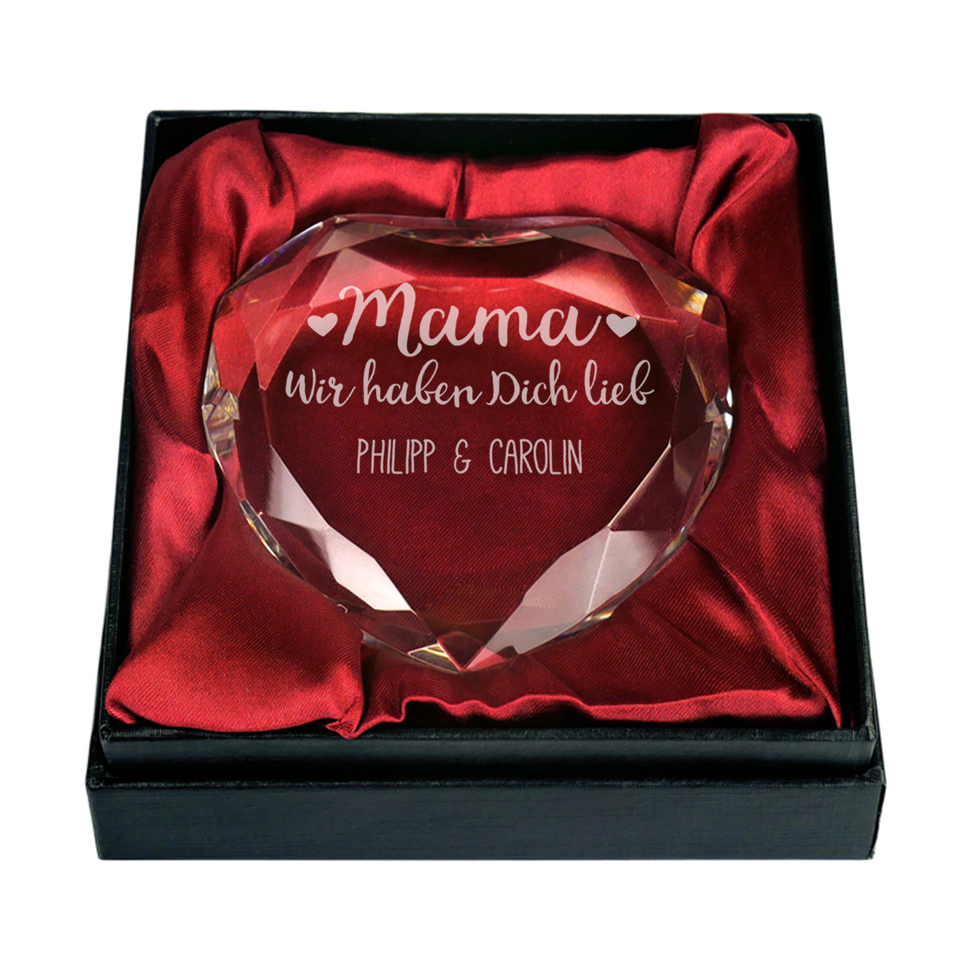 Herzkristall aus Glas für Mama - Personalisiert