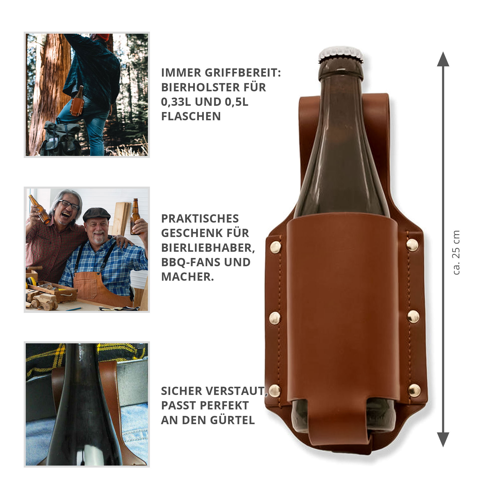 Kultiger Bierholster aus echtem Leder