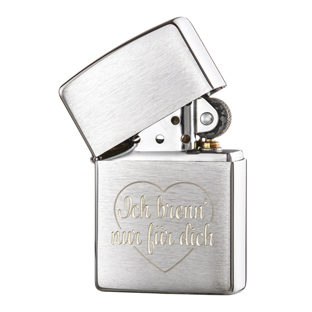Zippo Sturmfeuerzeug mit Gravur - Ich brenn für dich