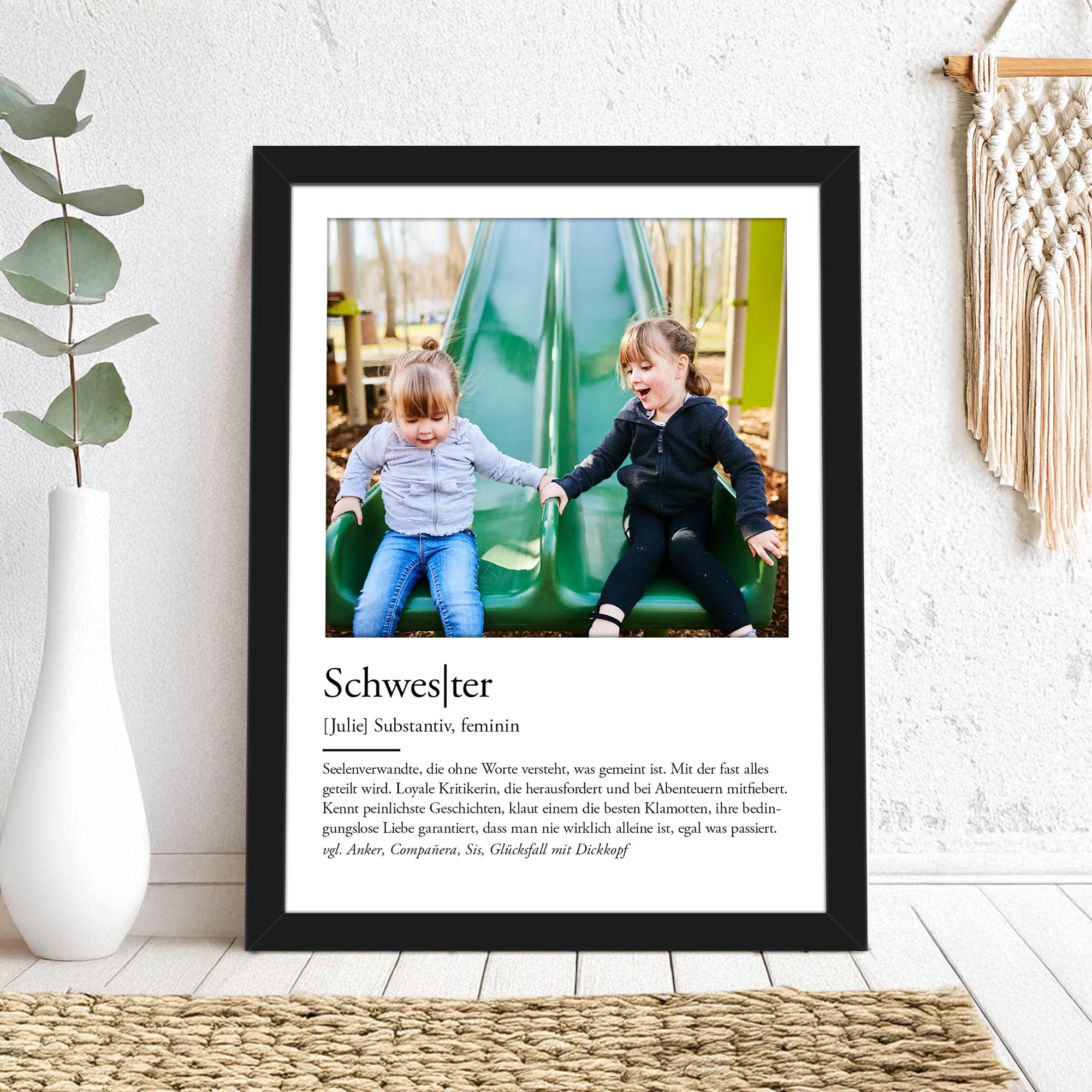 Definition Schwester - personalisiertes Bild mit Foto
