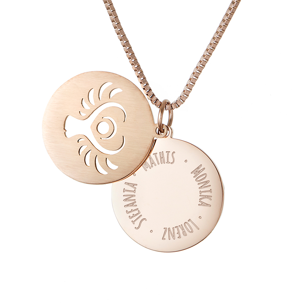 Kette mit Schutzengel Anhänger- Family - Roségold
