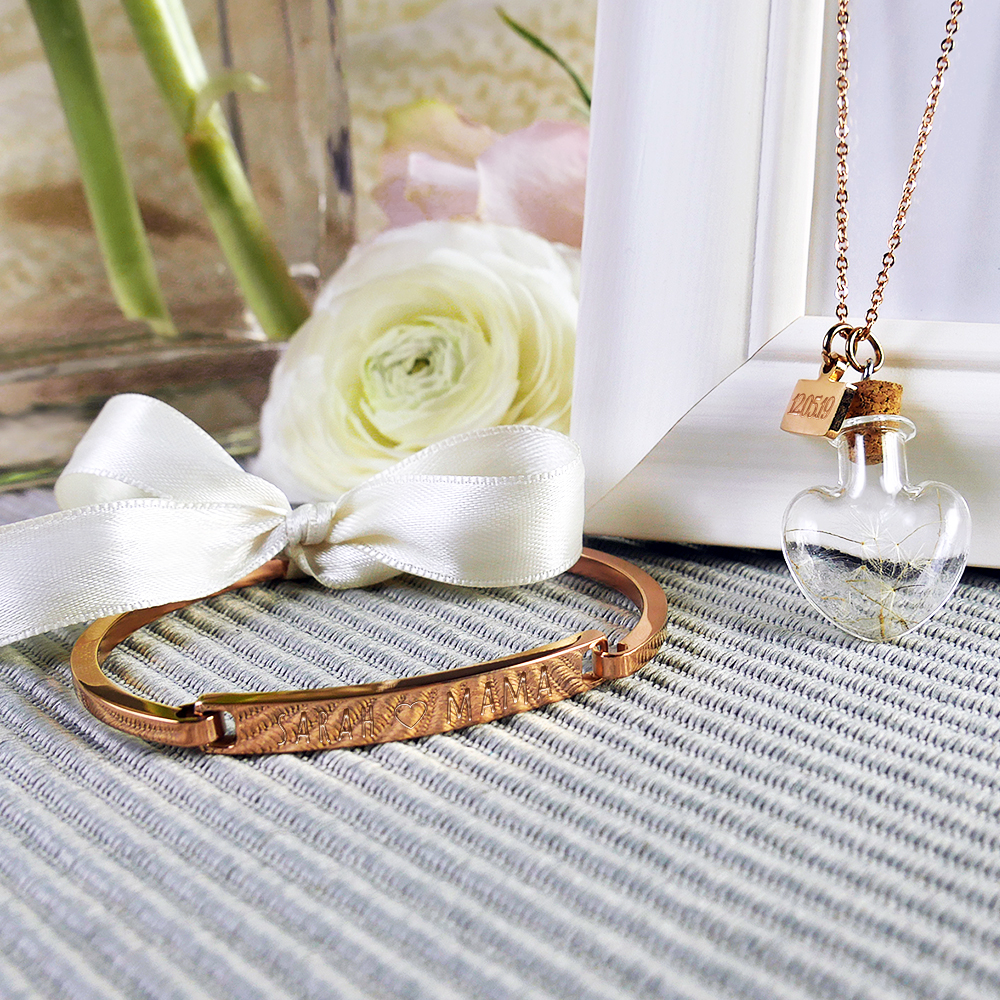 Armreif mit Gravur für Mama - Roségold - Personalisiert, Gravur für Mama, armband mit gravur, Muttertagsgeschenke, armbänder damen