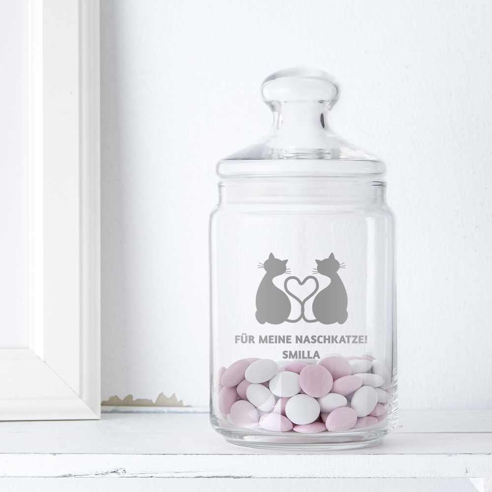 Bonbonglas mit Gravur - Naschkatze - personalisiert
