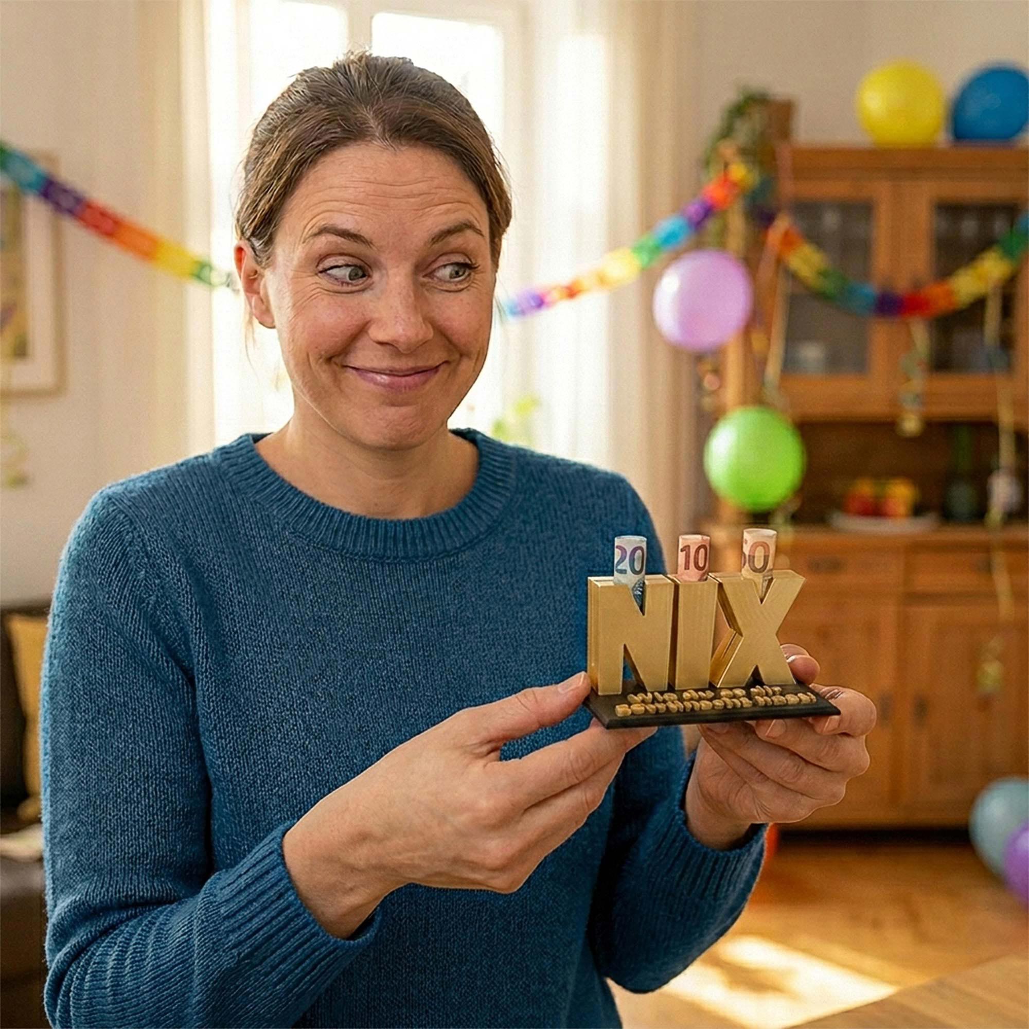 Nix Geschenk - Geschenkverpackung für Geld & Gutscheine in Gold