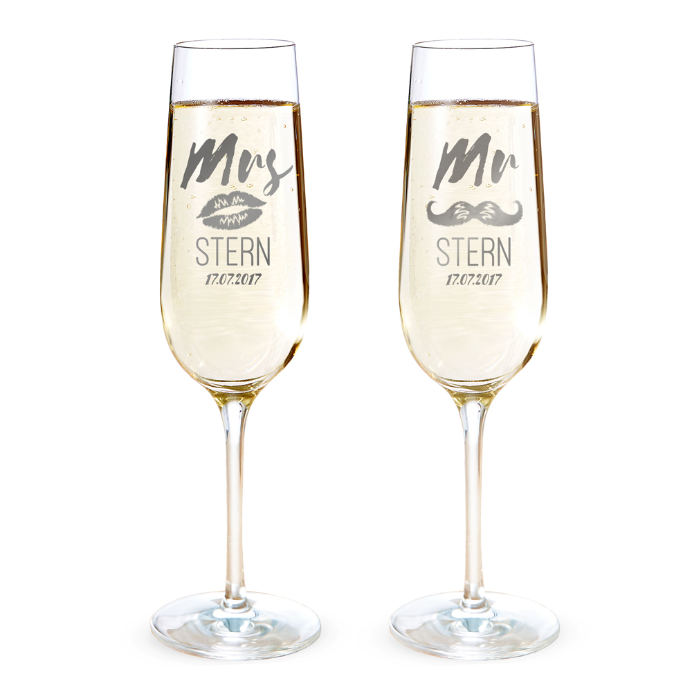 2er Set Sektgläser - Mr & Mrs - originelle Hochzeitsgläser, originelle Hochzeitsgläser, Braut, Geschenke für Männer , Bräutigam