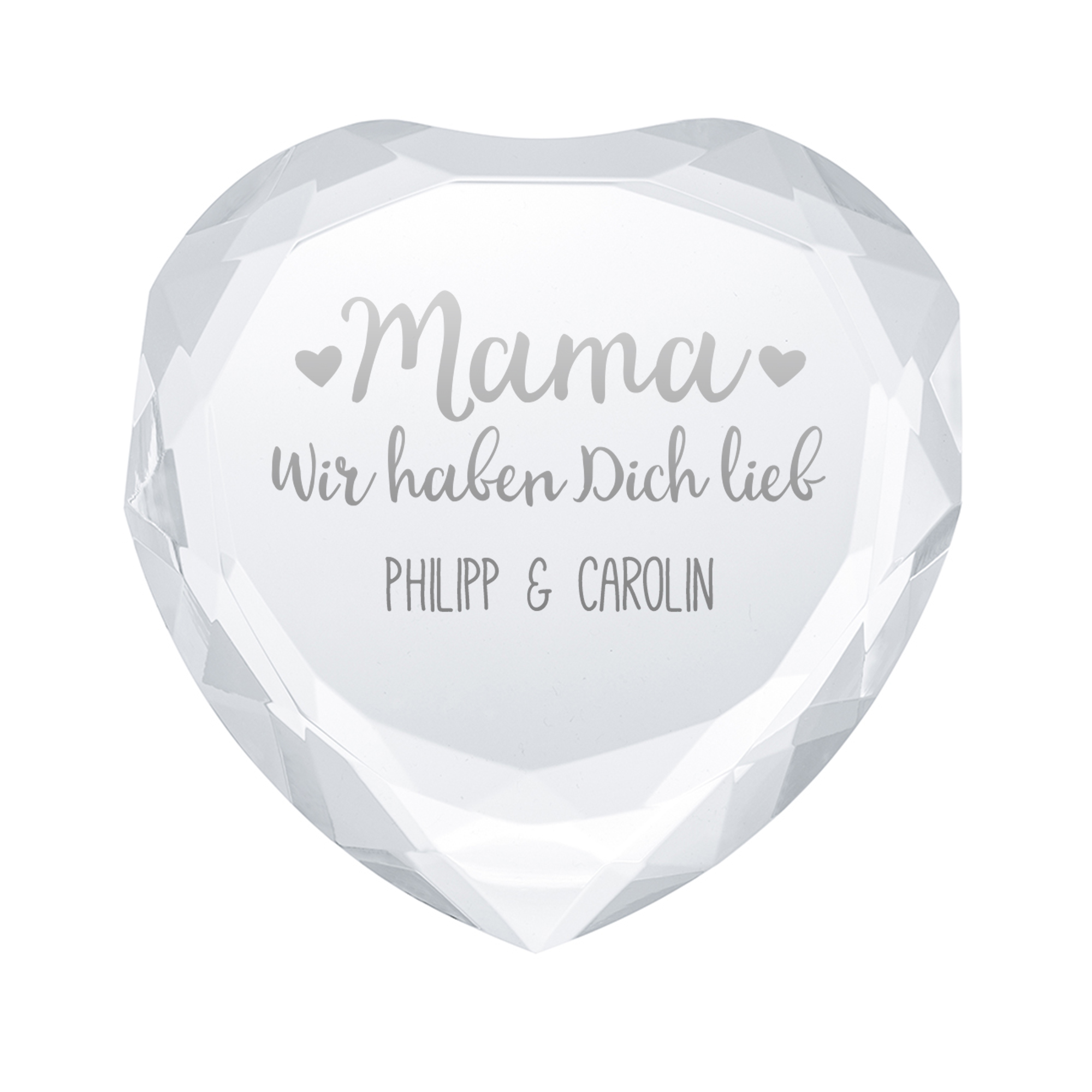 Herzkristall aus Glas für Mama - Personalisiert