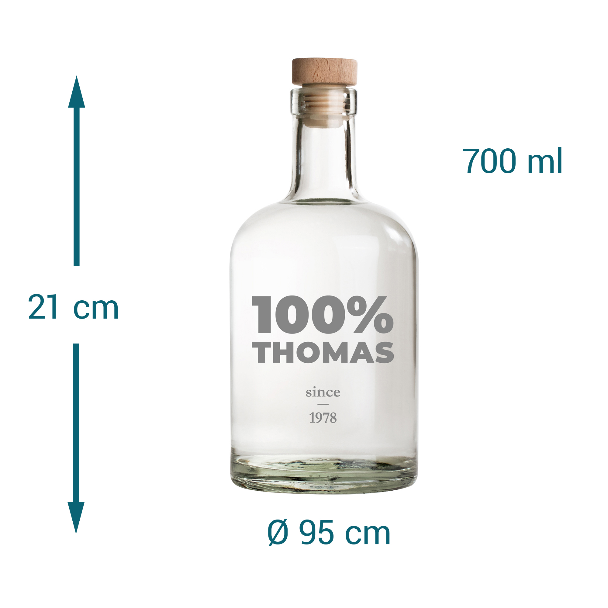 Glasflasche mit Gravur - 100% Name