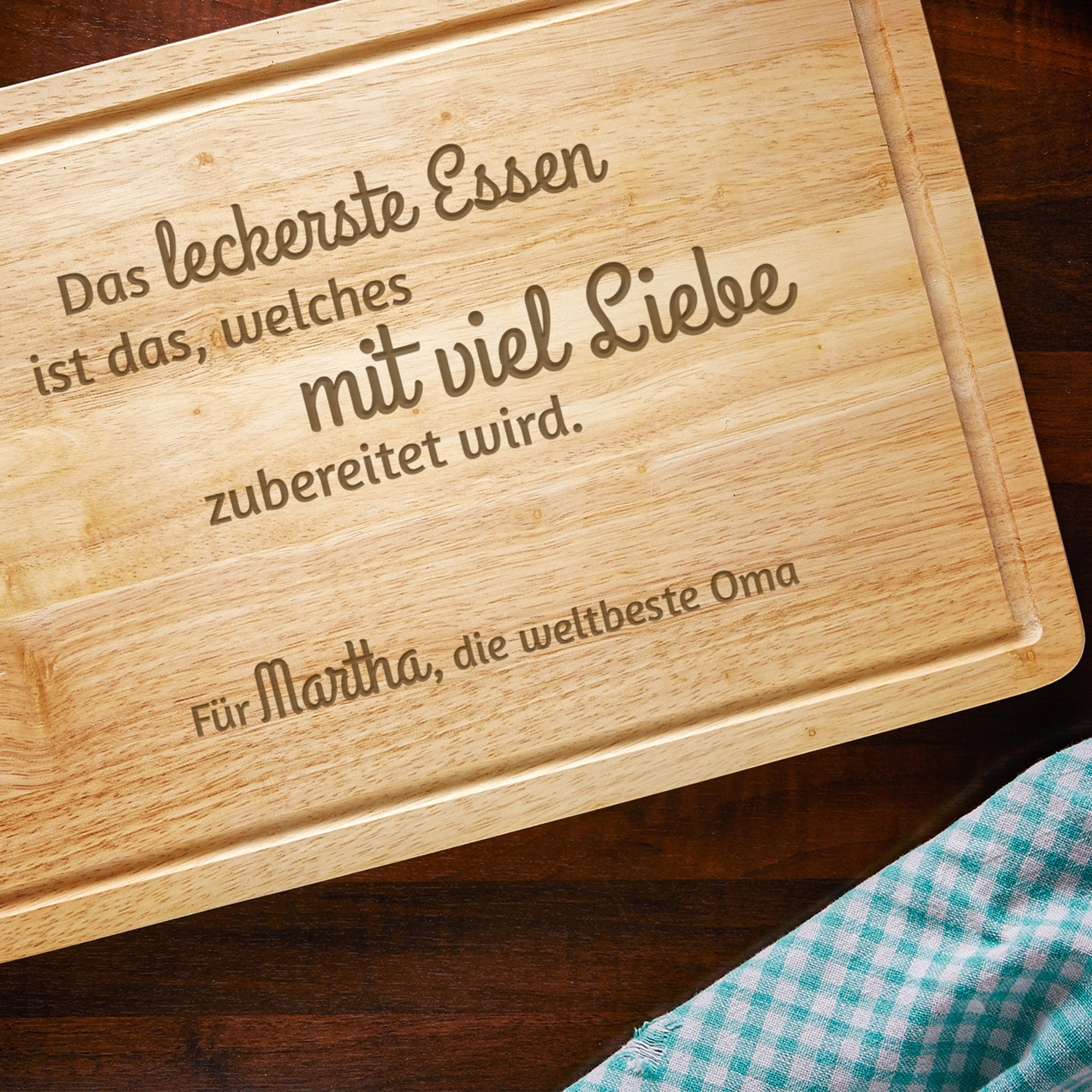 Schneidebrett mit Spruch und Gravur für Oma