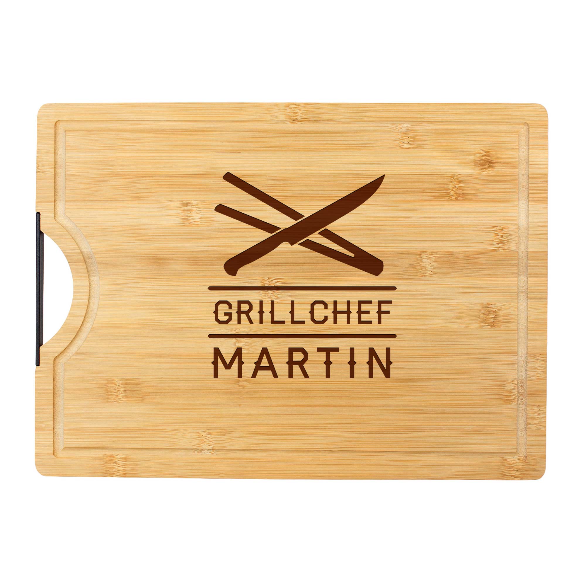 Bambusholz Schneidebrett mit Gravur Grillchef - Personalisiert