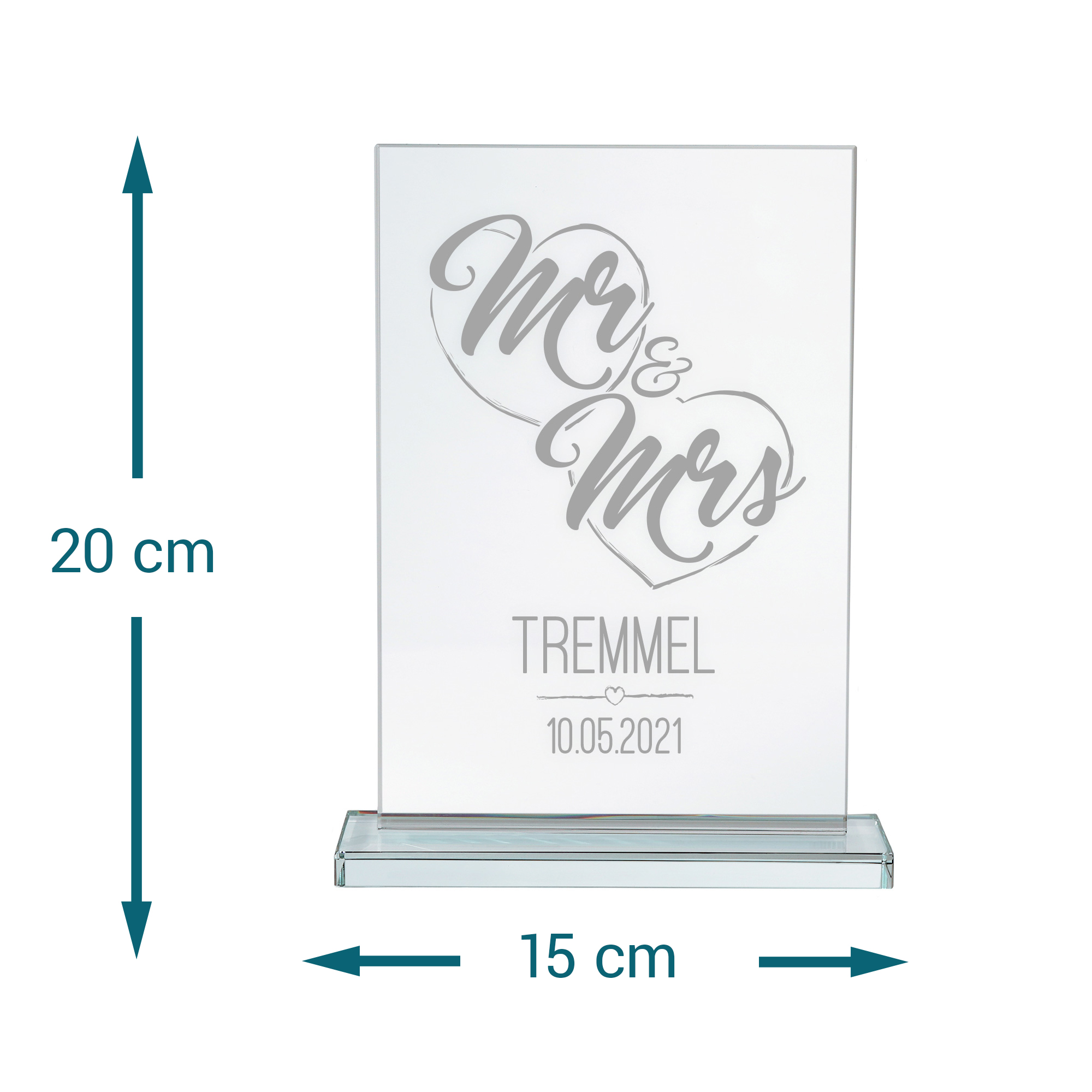 Gravierter Glaspokal Trophäe zur Hochzeit - Mr Mrs 5