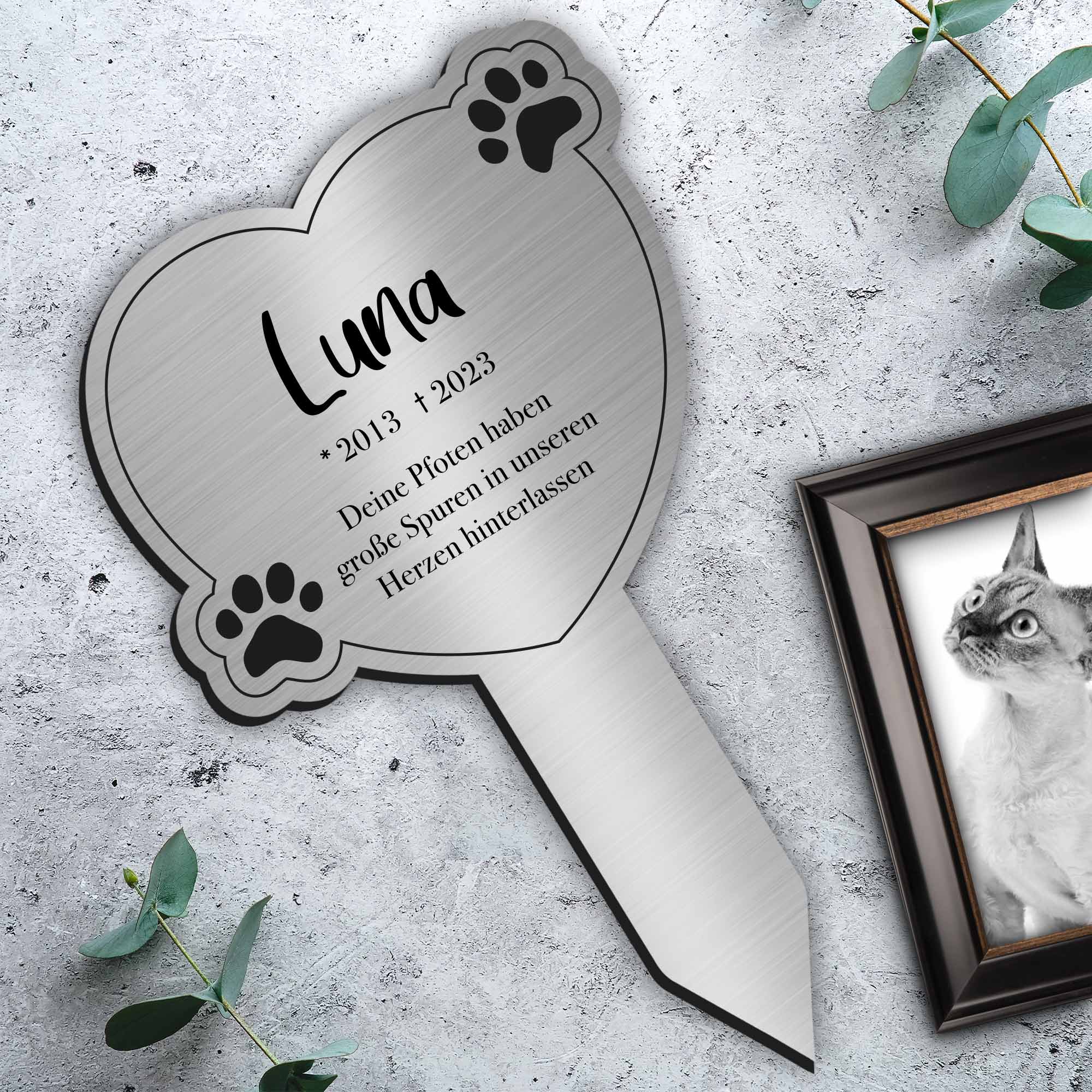 Gedenktafel für Katze - Silber