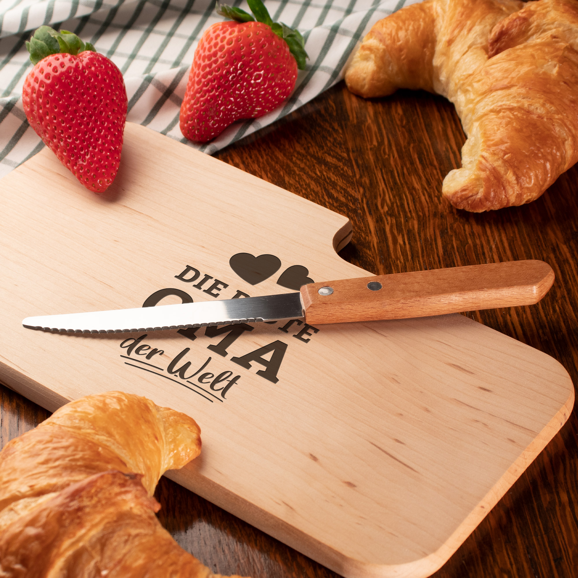 Frühstücksbrett mit Messer - 2er Set für Oma & Opa